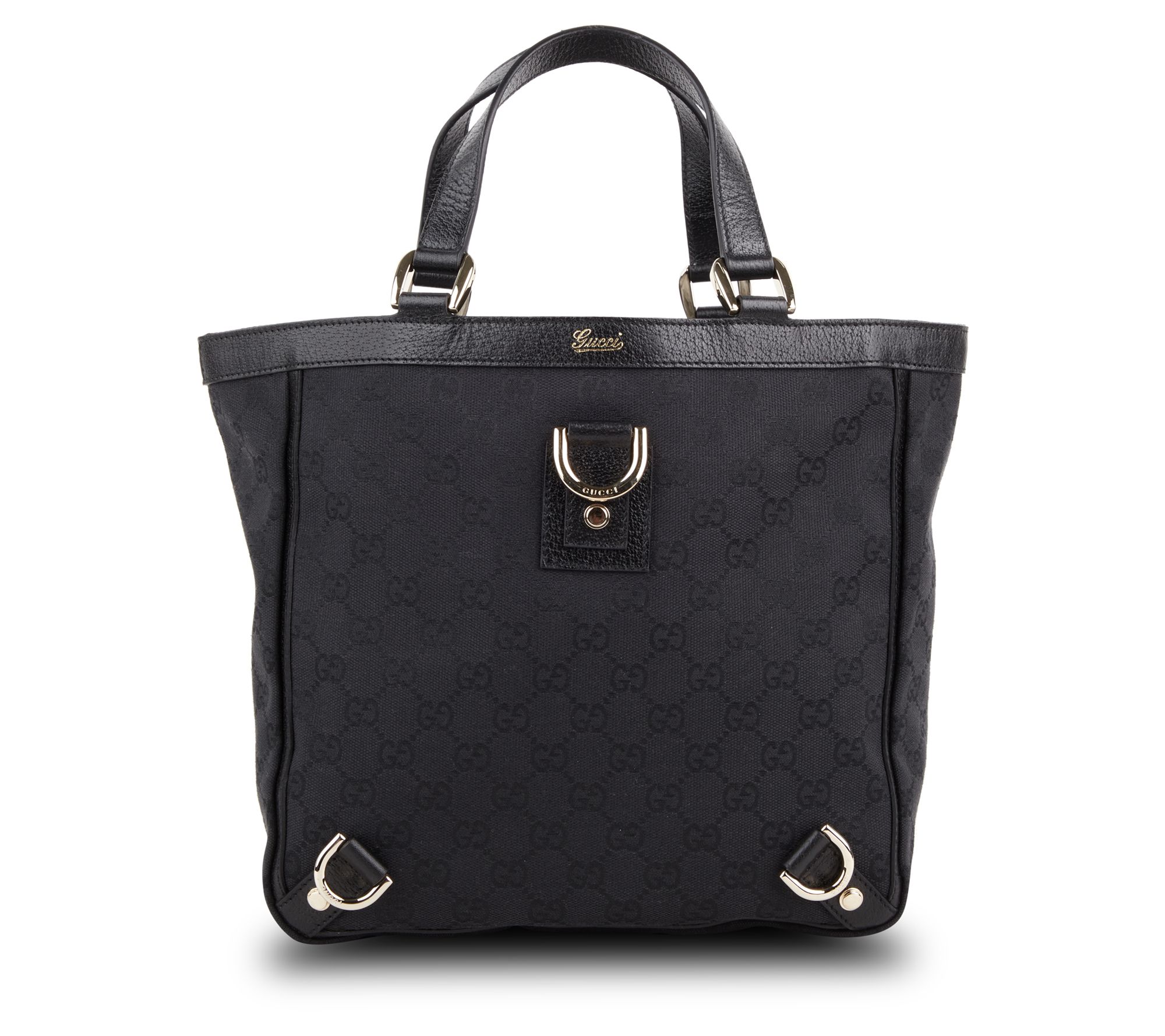 Pre-Owned Gucci D-Gold Tote Bag Canvas GG Black