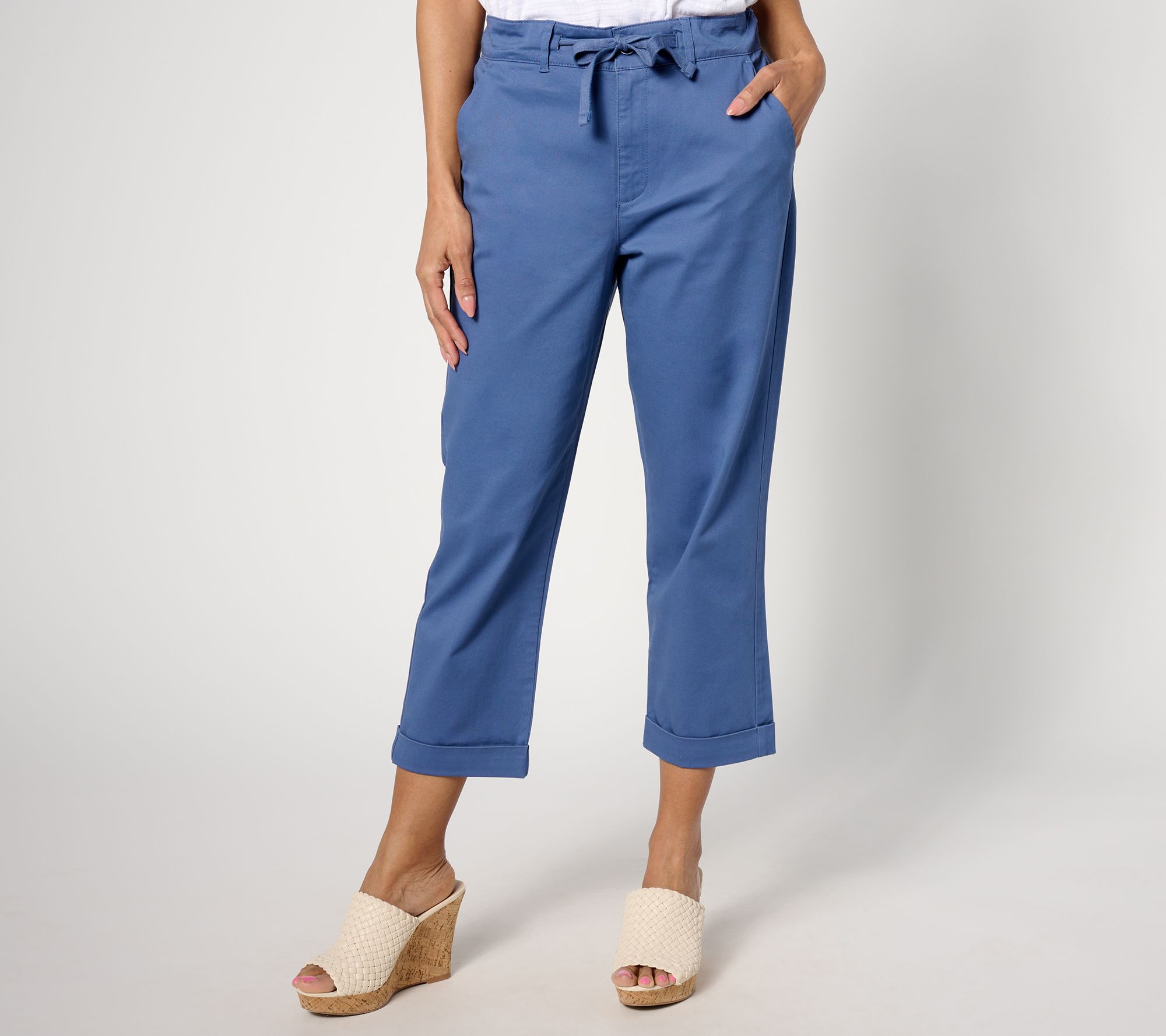 Joan Rivers Signature Twill Regular Straight Leg Crop Pants