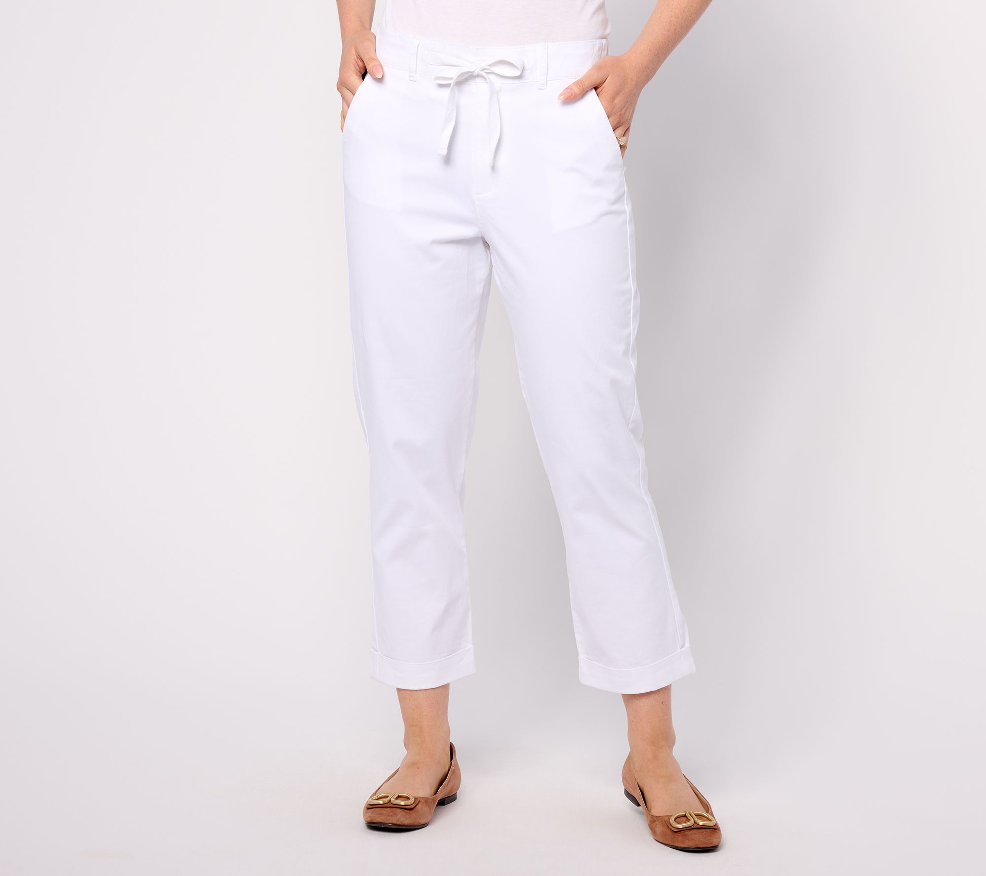 Joan Rivers Signature Twill Regular Straight Leg Crop Pants