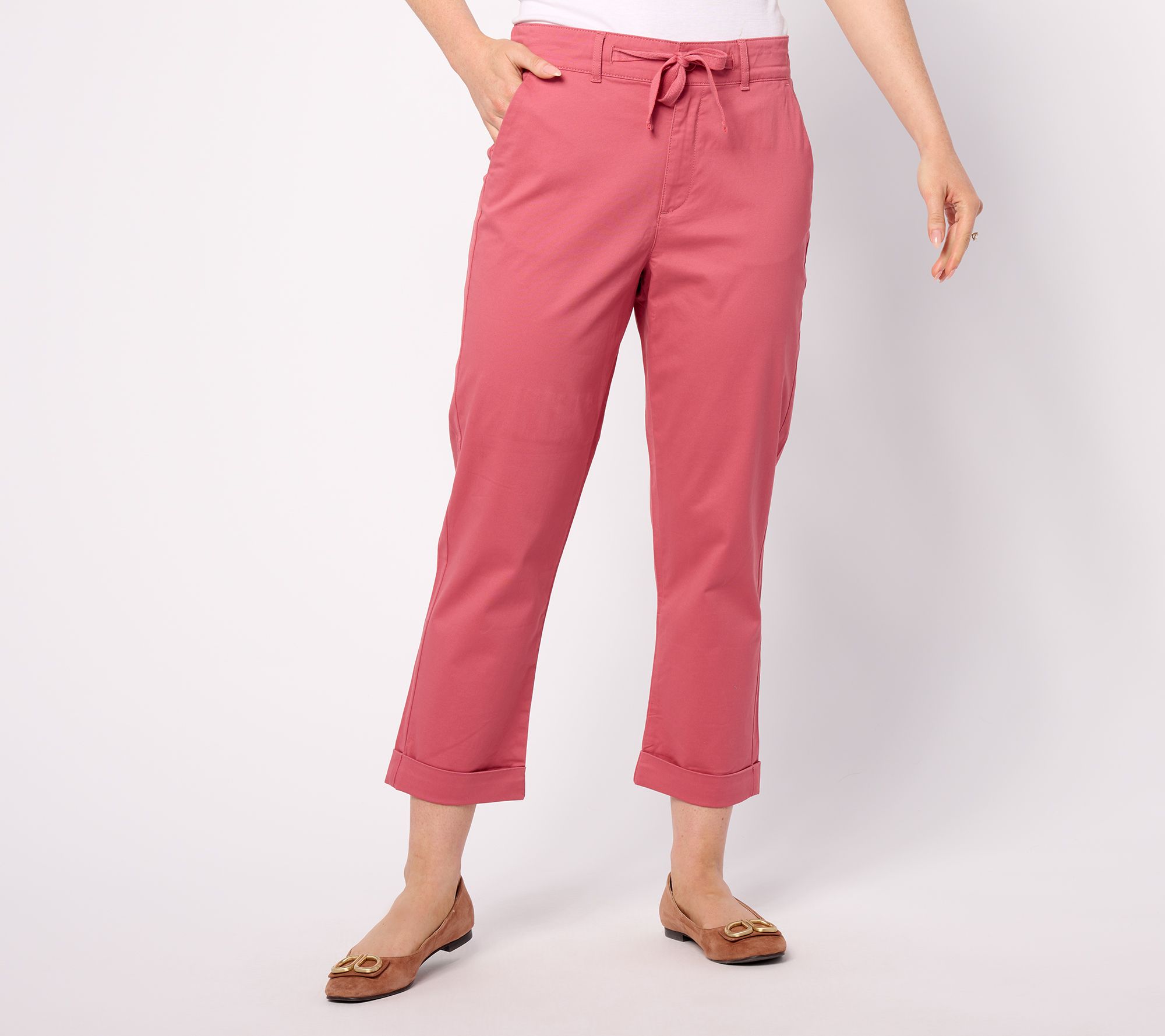 Joan Rivers Signature Twill Regular Straight Leg Crop Pants