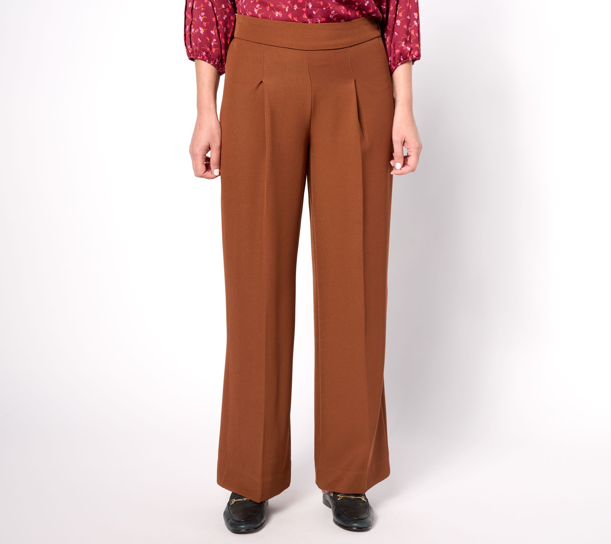 "As Is" Isaac Mizrahi Live! Regular Twill Wide Leg Pants with Pleat