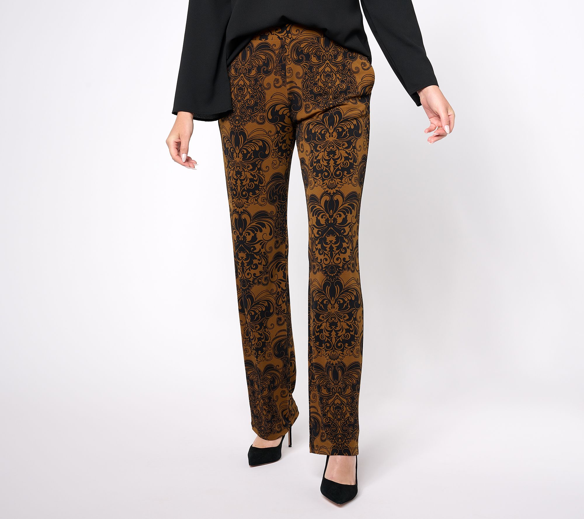 "As Is" Susan Graver Regular Printed Liquid Knit Sofia Straight Pants