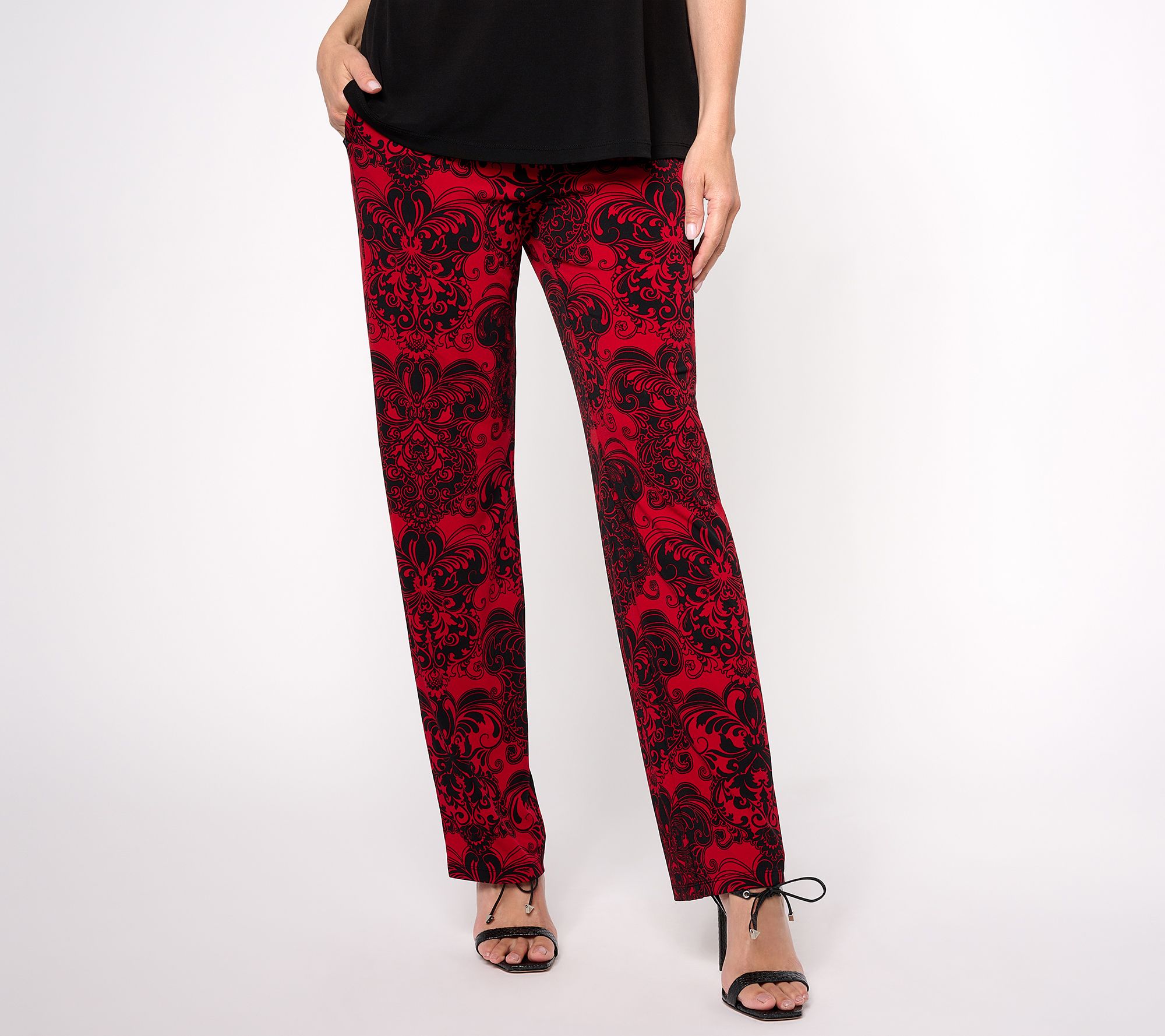 "As Is" Susan Graver Regular Printed Liquid Knit Sofia Straight Pants