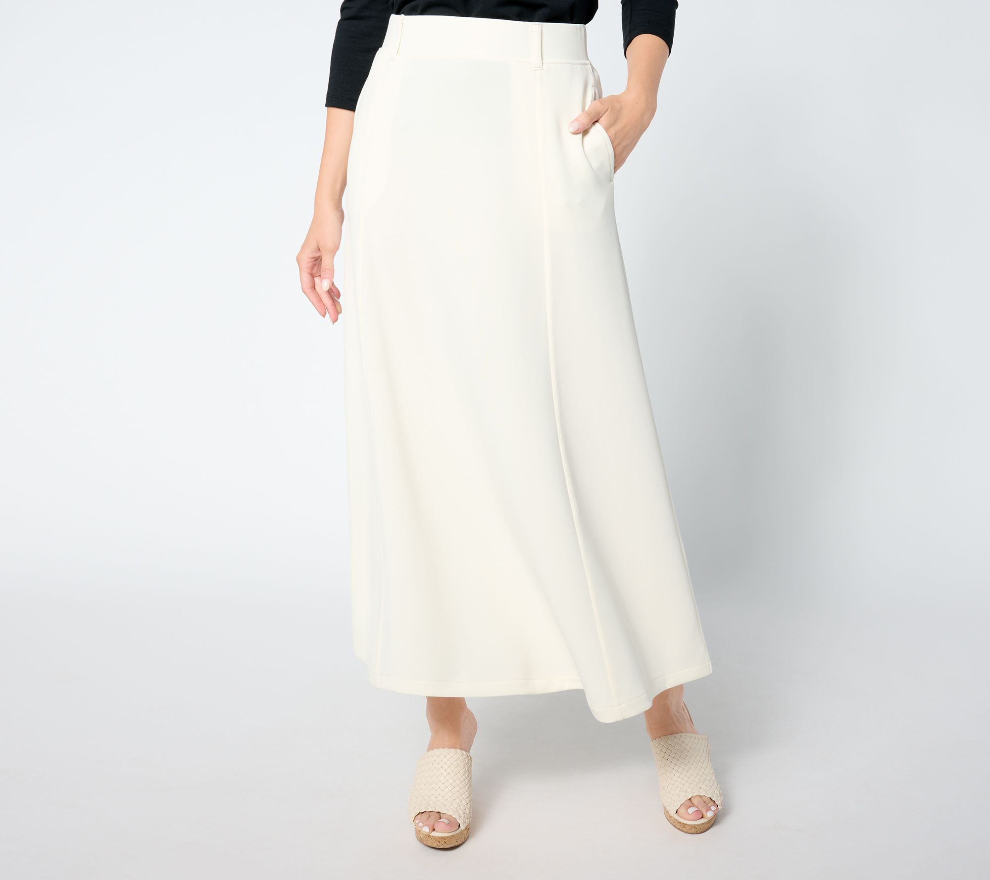 Peace Love World Black Label Petite Scuba Midi Skirt