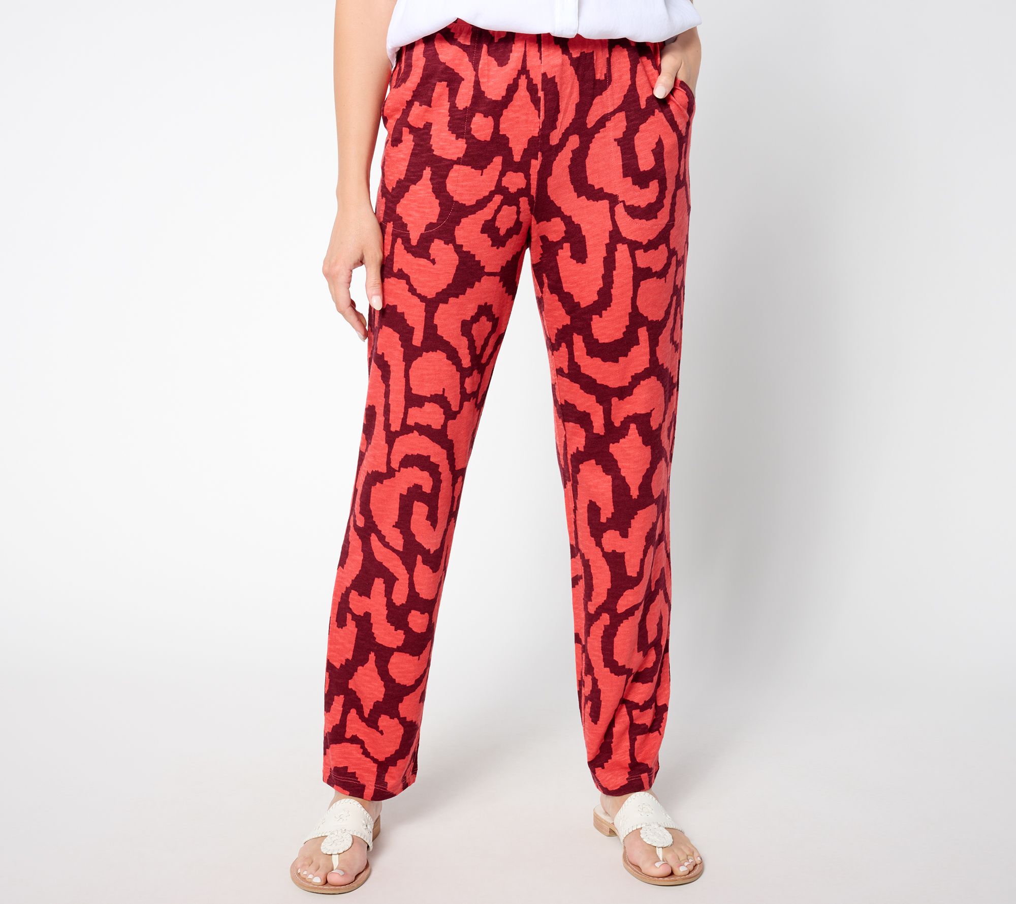 Denim & Co. Printed Slub Jersey Straight Leg Pant