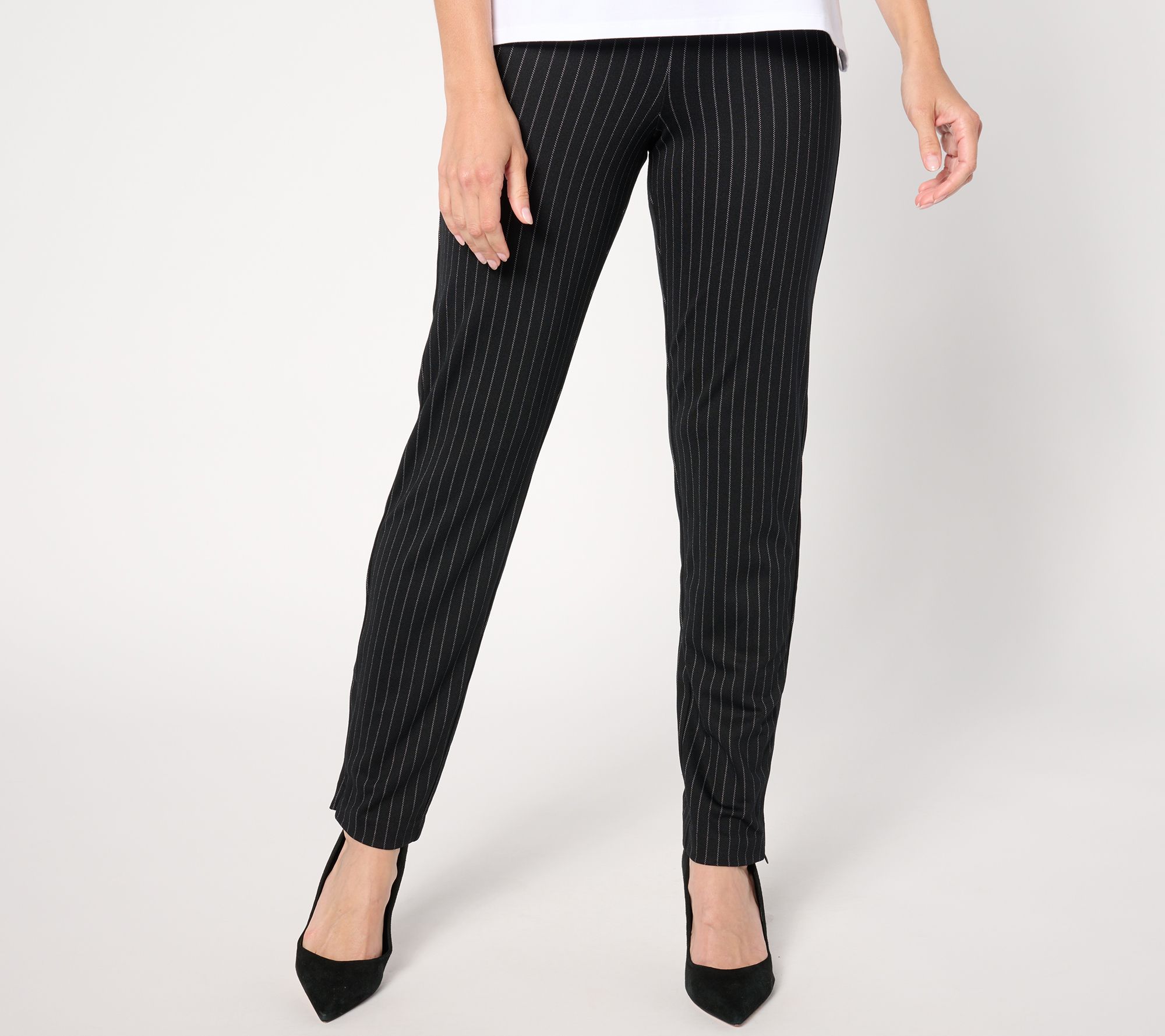 Isaac Mizrahi Live! Petite Yarn Dye Stripe Full Length Pants