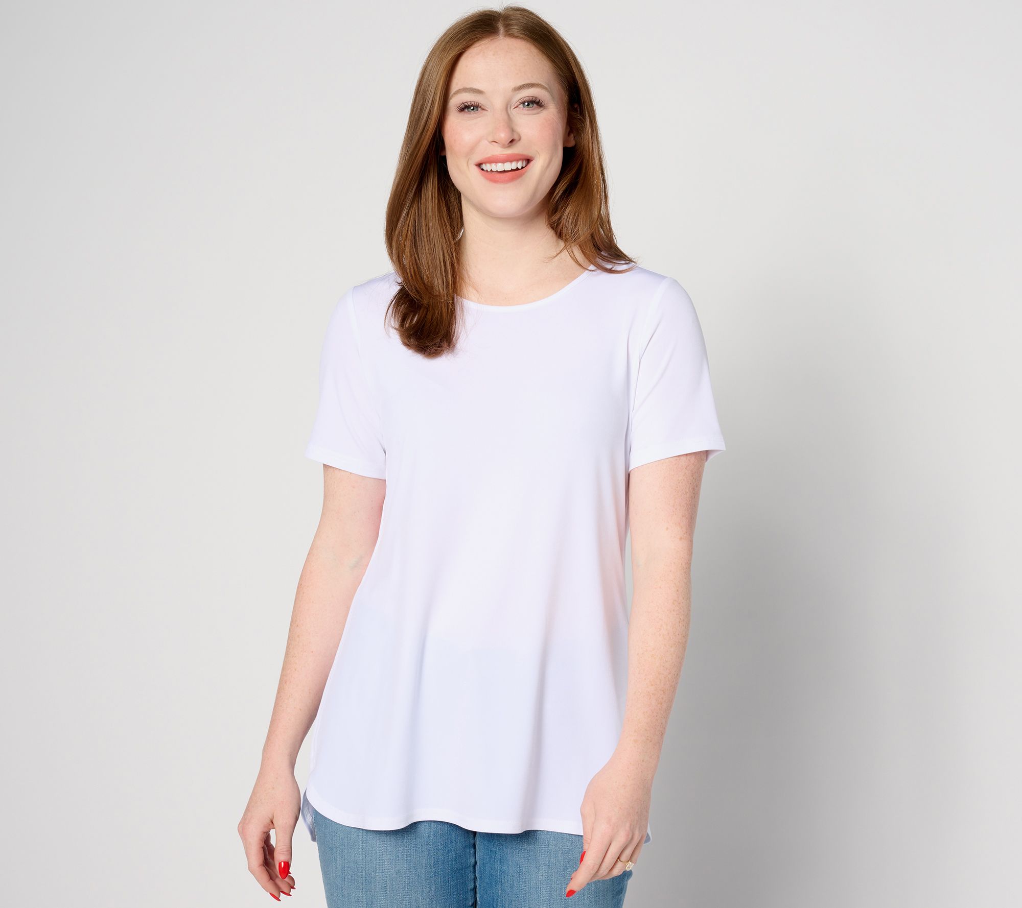 "As Is" Susan Graver Petite Modern Essentials Knit Tulip Hem Tunic