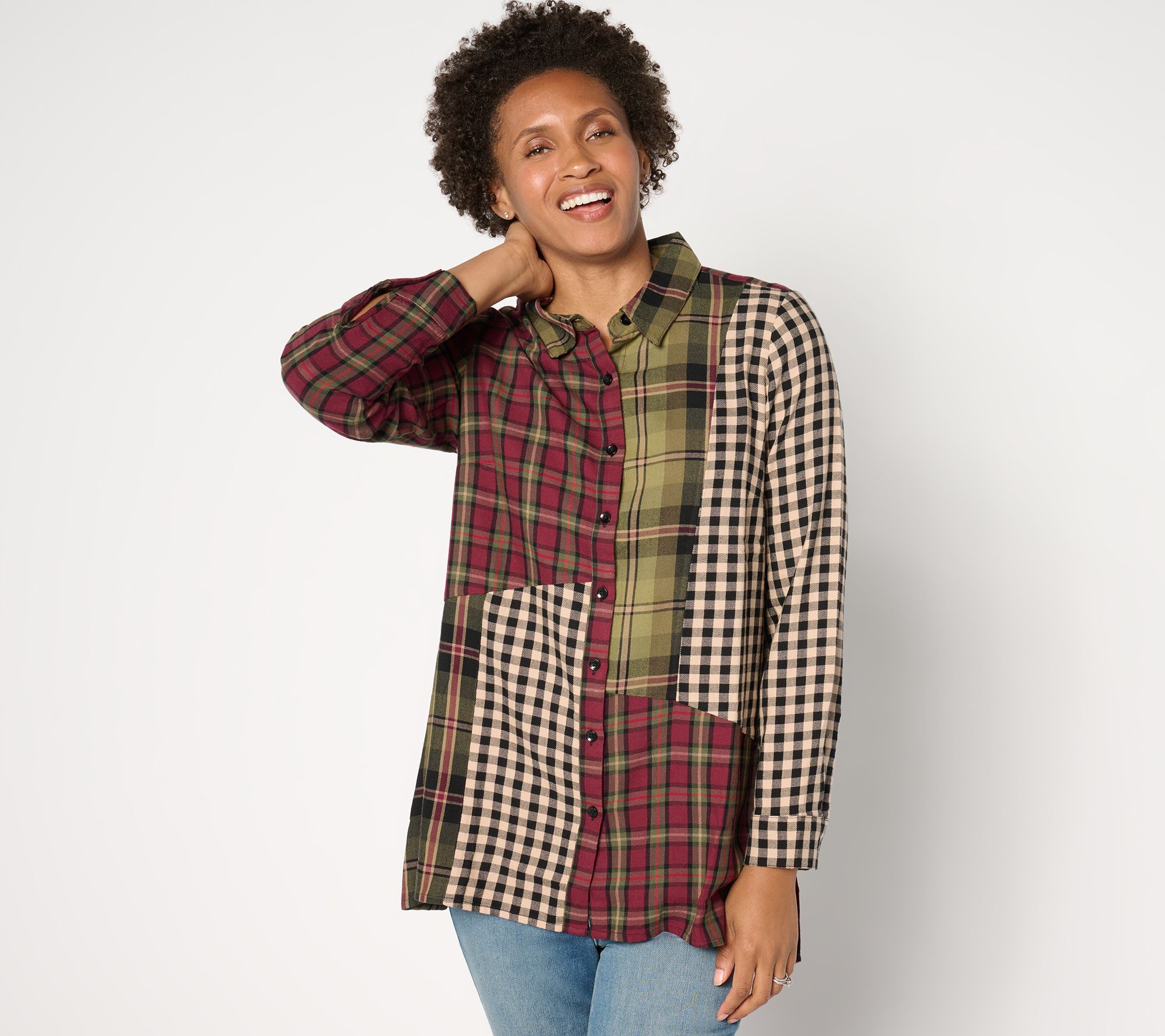 Coldwater Creek Into the Mix Plaid Tunic