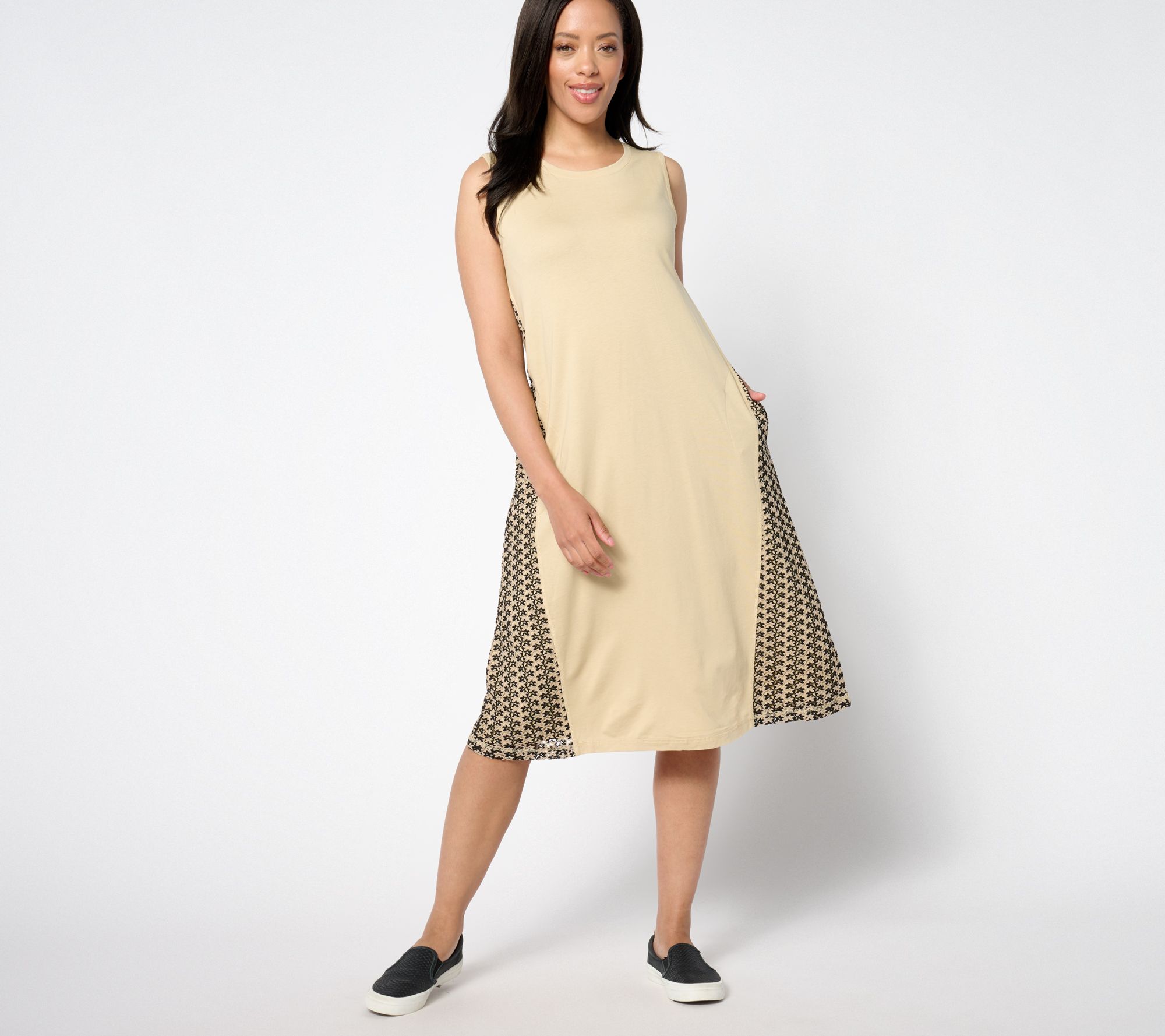 "As Is" LOGO by Lori Goldstein Regular Raschel Knit Mix Tank Dress