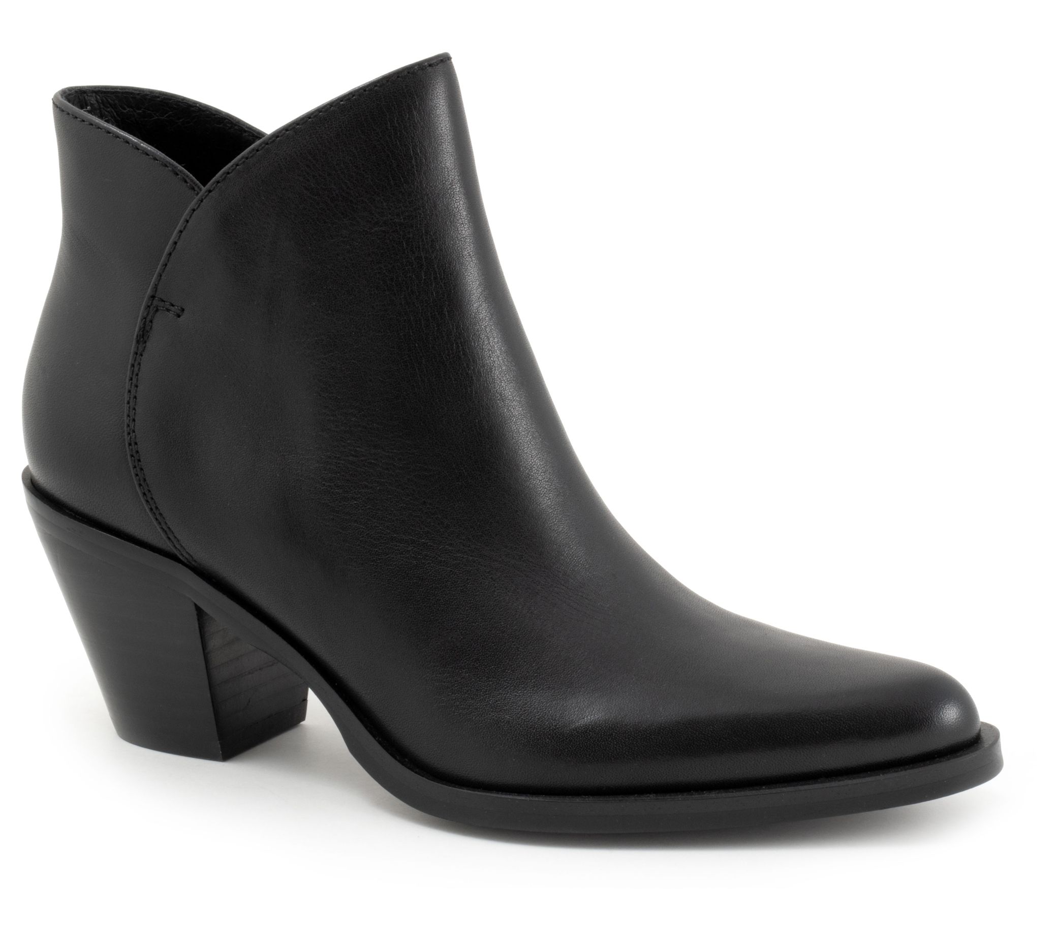 EOS Ellie Leather Western Inspired Stacked Heel Boot