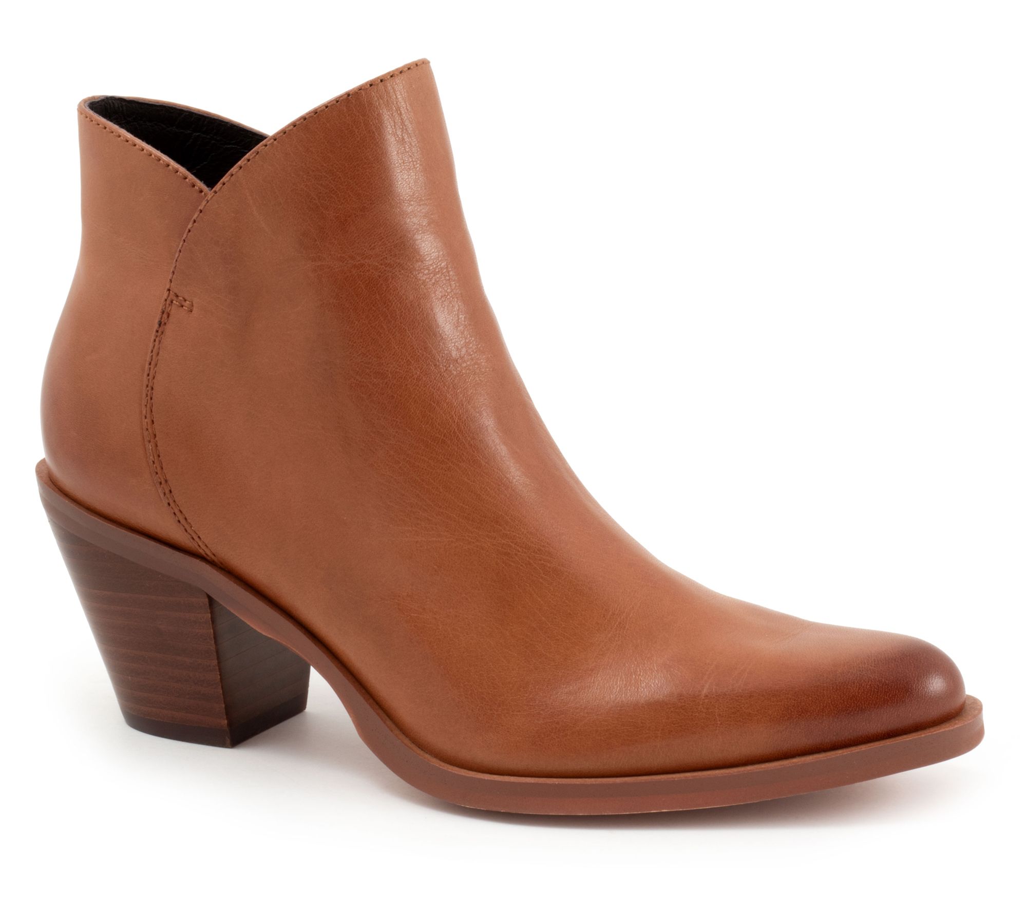 EOS Ellie Leather Western Inspired Stacked Heel Boot