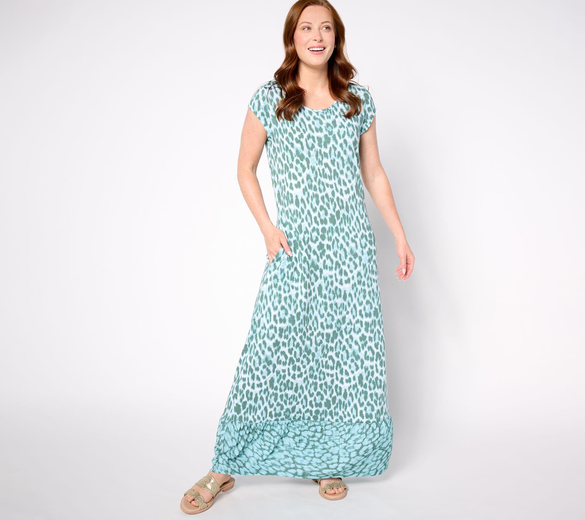 "As Is" Denim & Co. Regular Slub Jersey Maxi Dress with Pockets