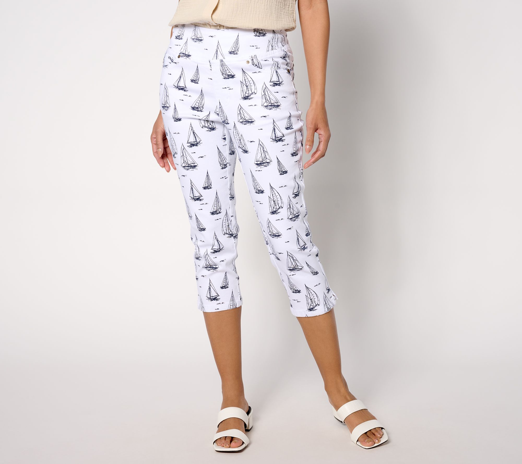"As Is" Belle by Kim Gravel Reg TripleLuxe Twill Come Sail Away Capri Pant