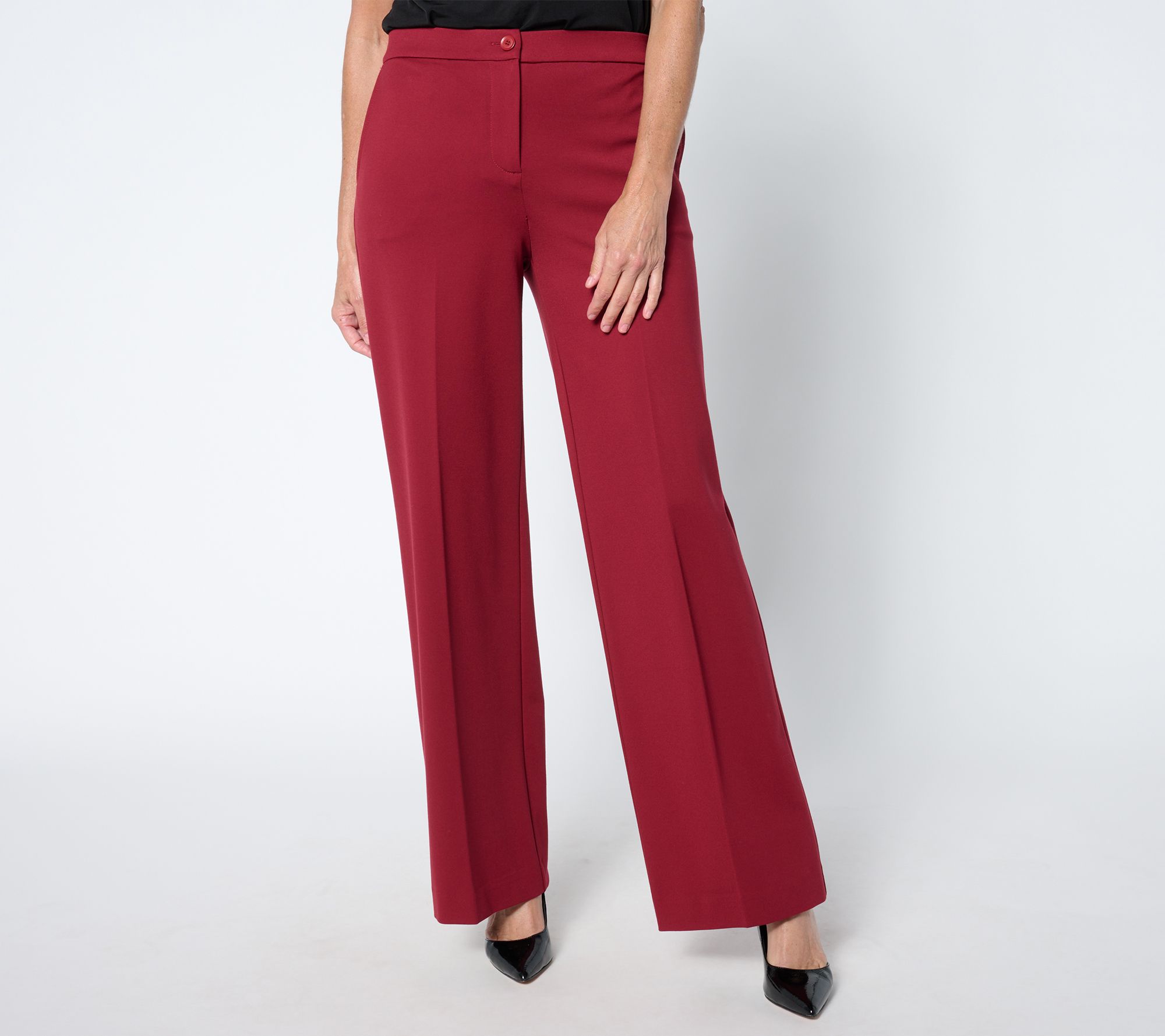 "As Is" Tailored by Susan Graver Reg Sleek Ponte Zip Trousers