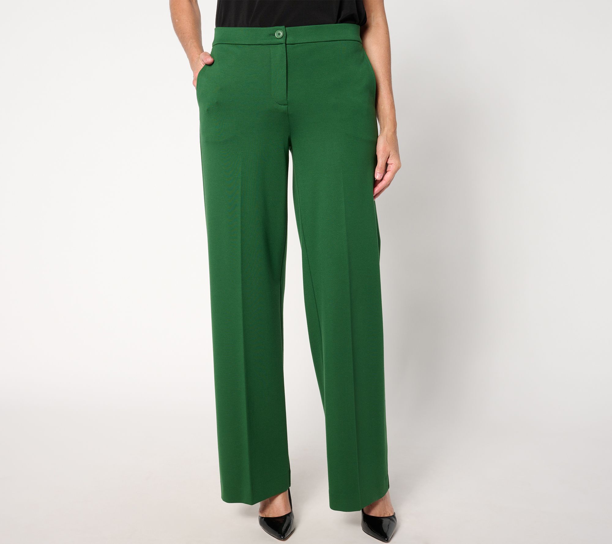 "As Is" Tailored by Susan Graver Reg Sleek Ponte Zip Trousers