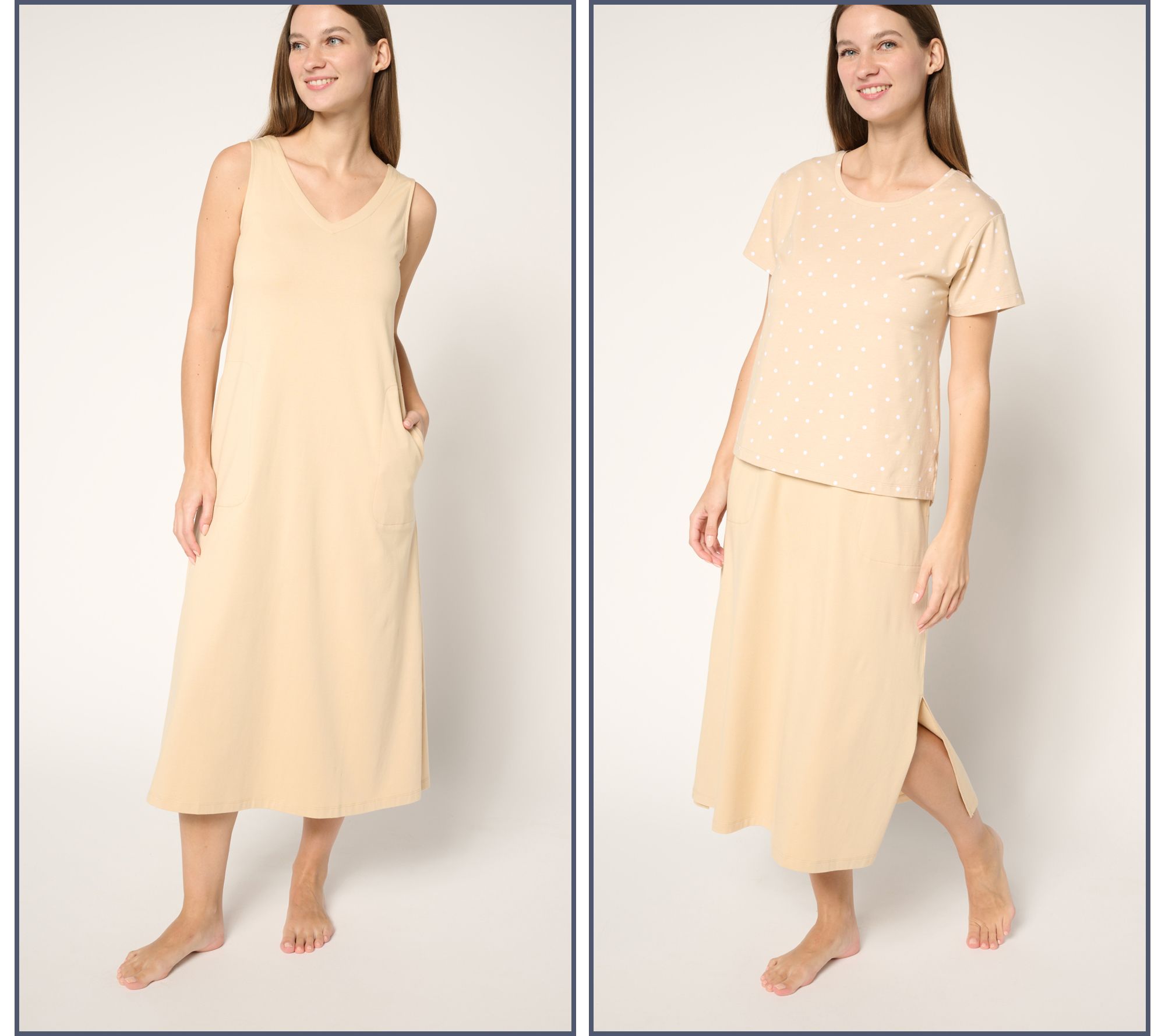 Cuddl Duds Cottonwear+ 2-Piece Tee Shirt & Tank Dress