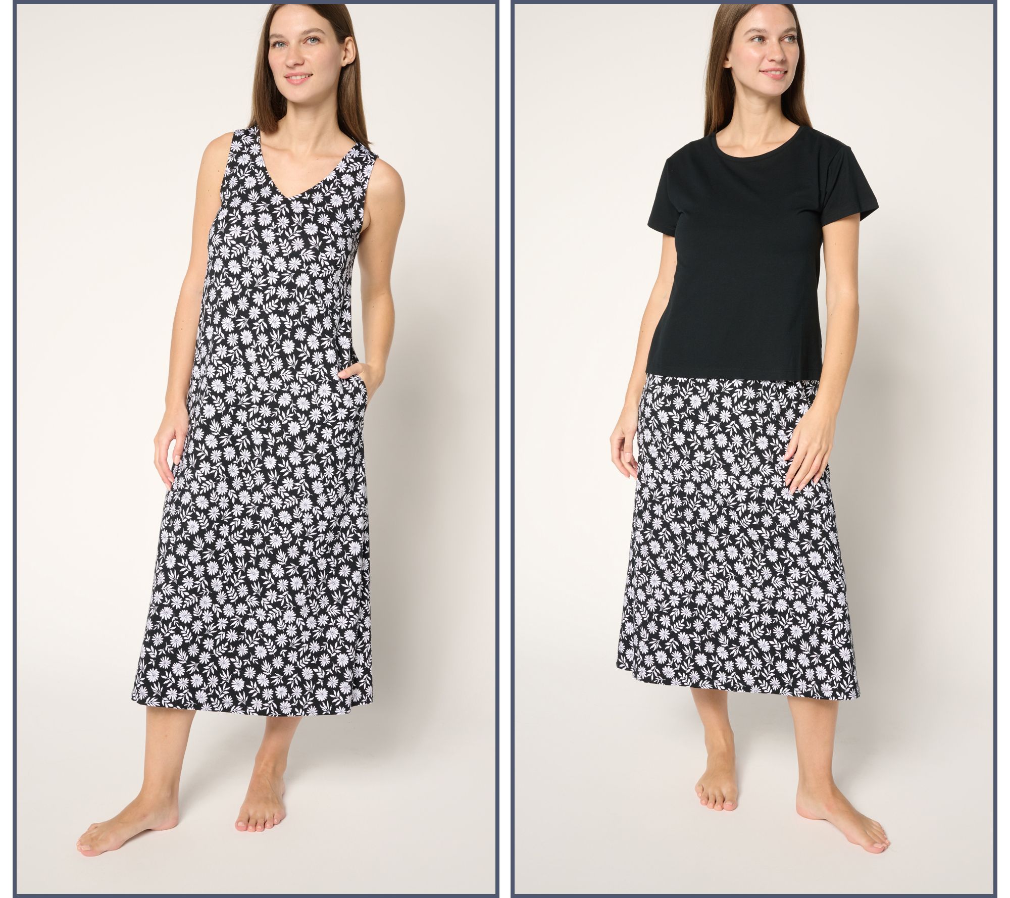 Cuddl Duds Cottonwear+ 2-Piece Tee Shirt & Tank Dress