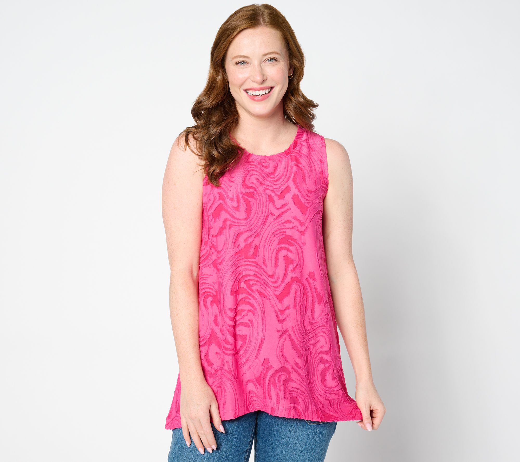"As Is" LOGO by Lori Goldstein Sleeveless Crew Neck Jacquard Top