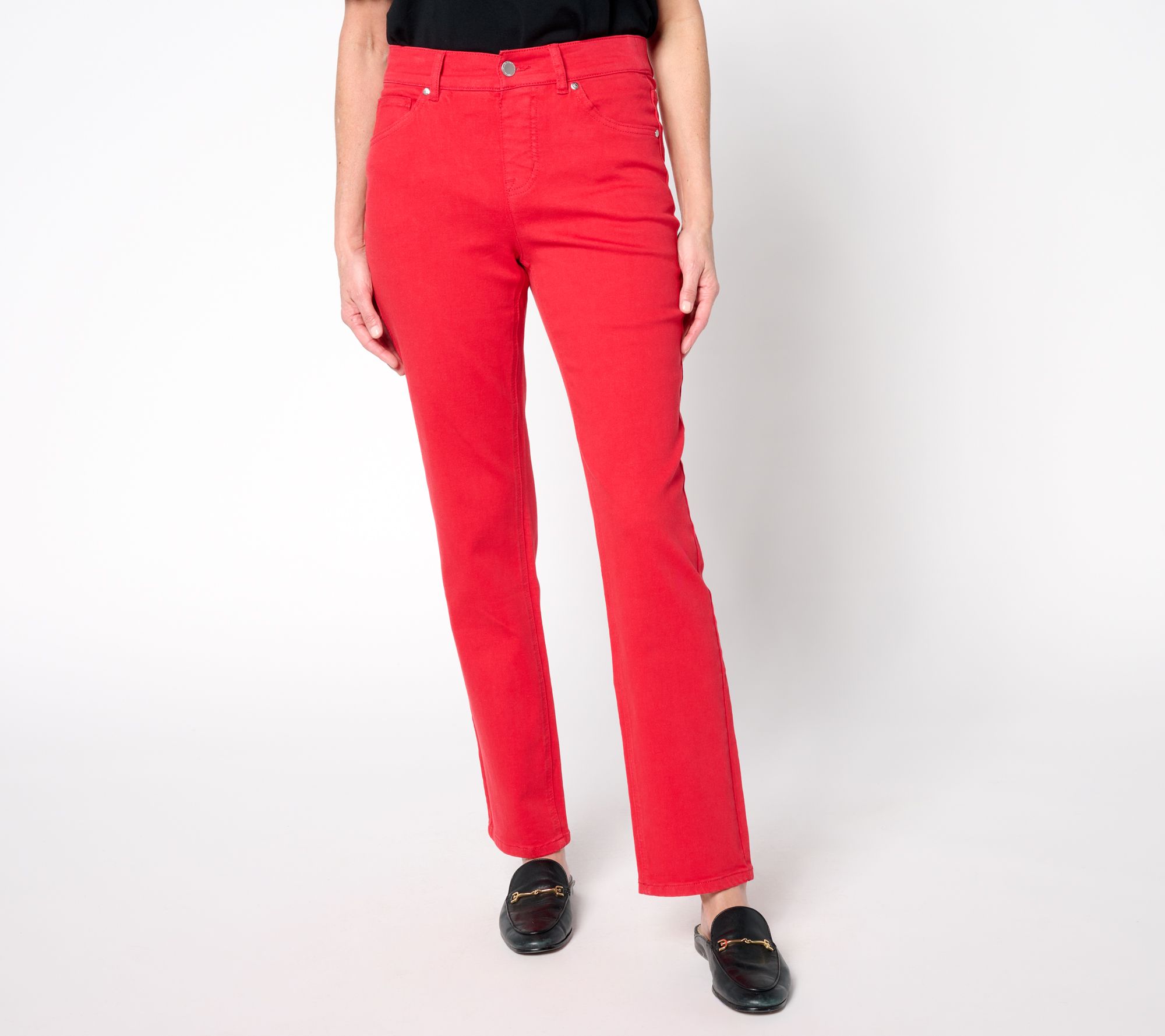 Isaac Mizrahi Live! Petite Color True Denim Straight Leg Ankle Jeans