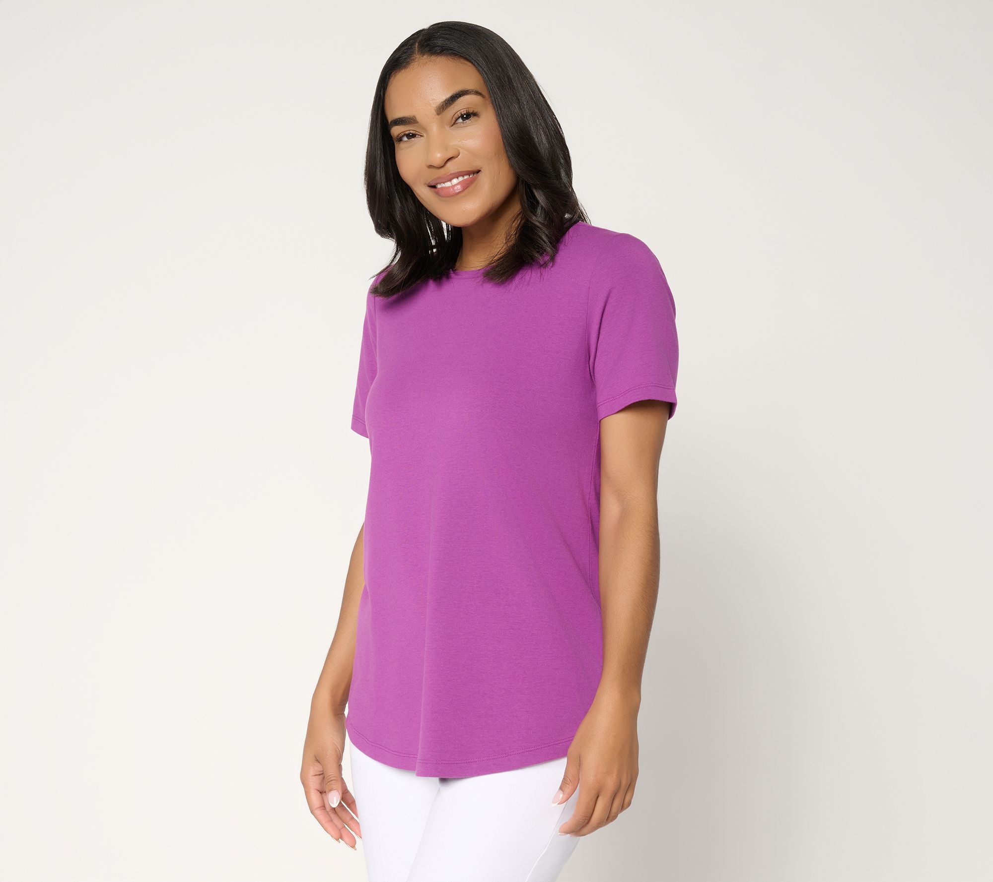 Susan Graver Weekend Essentials Comfy Cotton Crew Neck Top