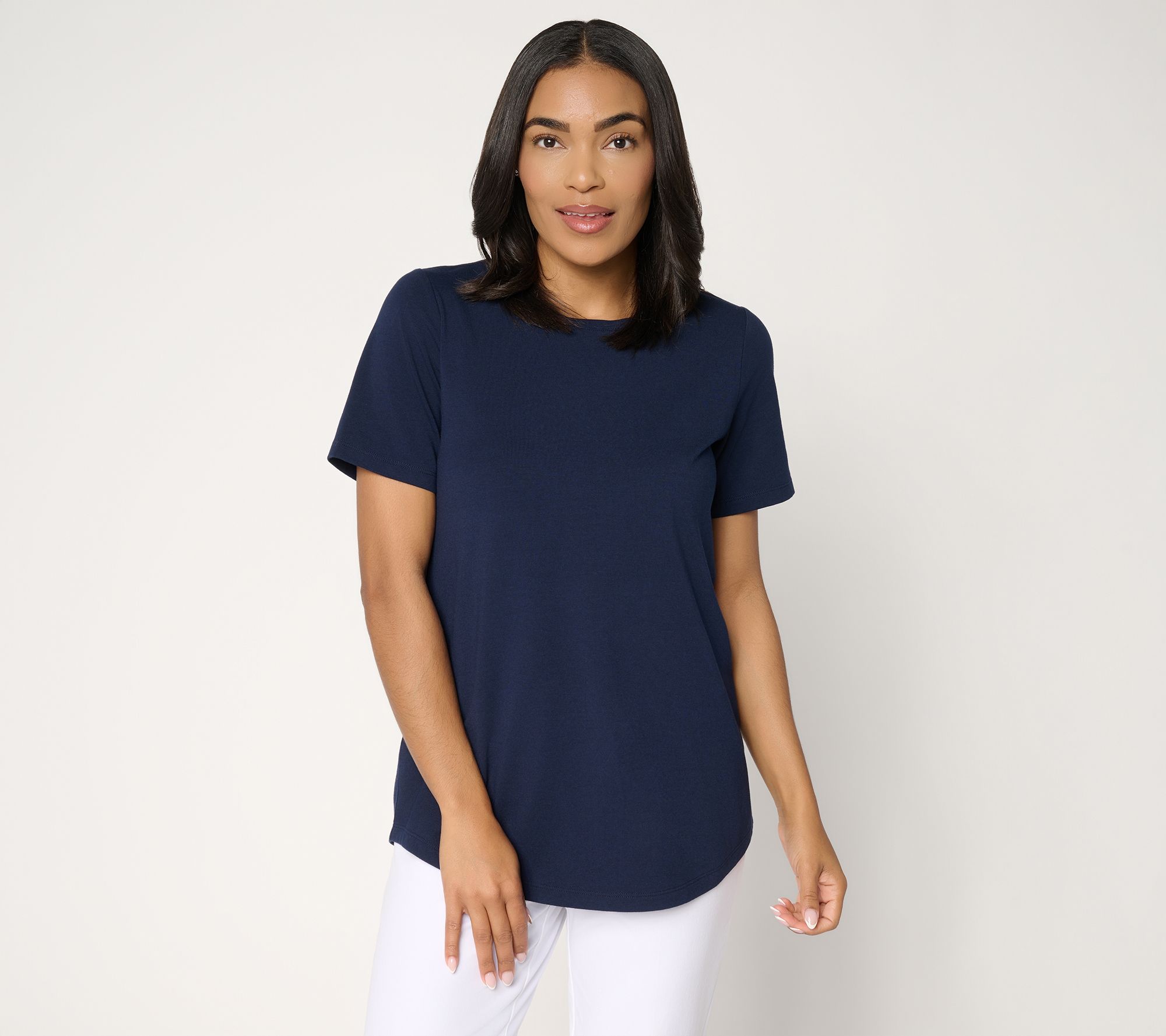 Susan Graver Weekend Essentials Comfy Cotton Crew Neck Top