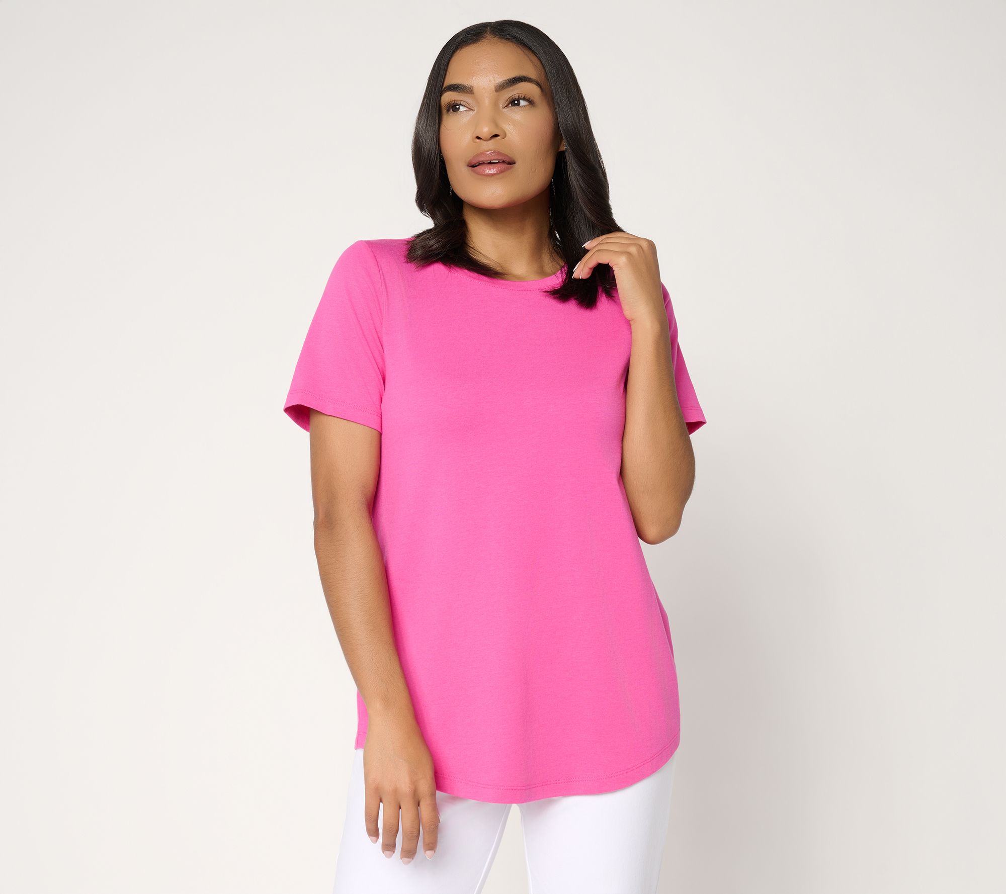 Susan Graver Weekend Essentials Comfy Cotton Crew Neck Top