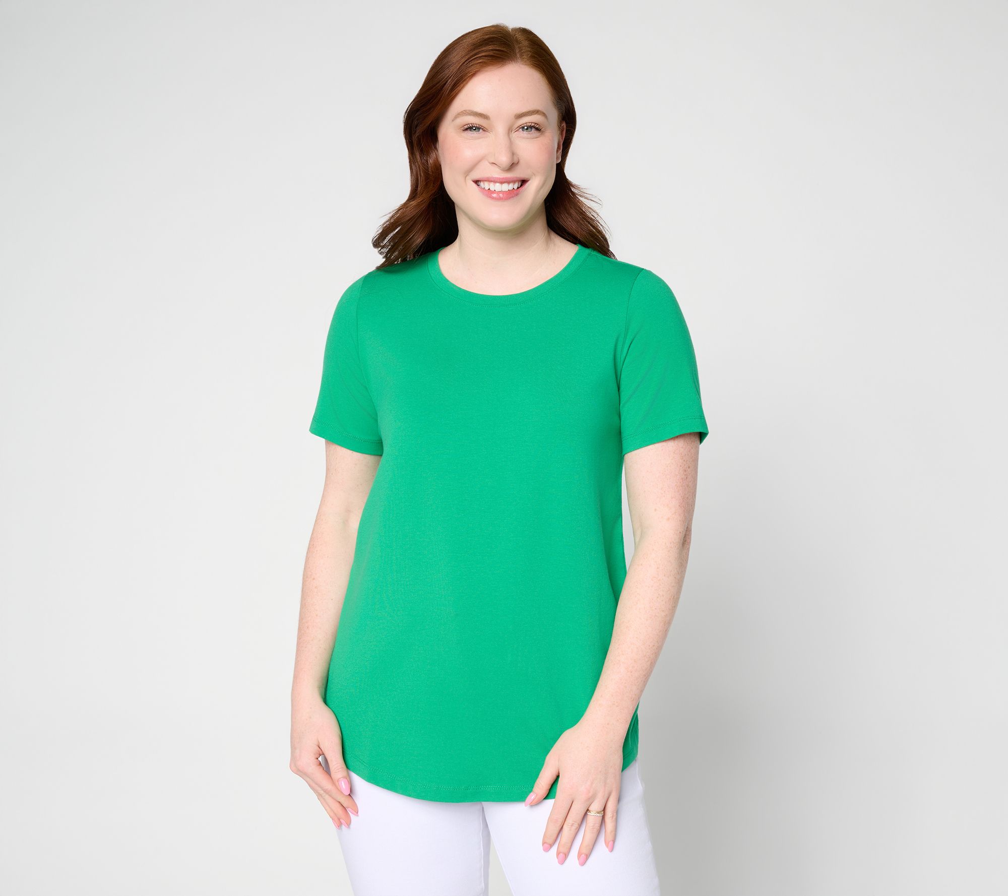 Susan Graver Weekend Essentials Comfy Cotton Crew Neck Top