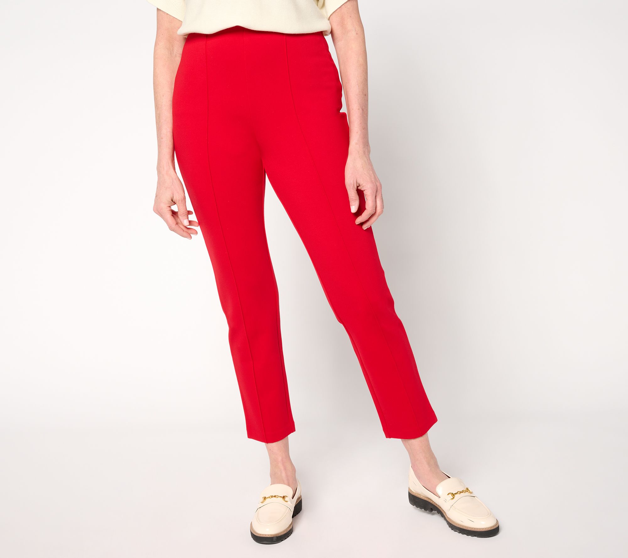 Joan Rivers Petite Signature Ponte Ankle Pants with Pintucks