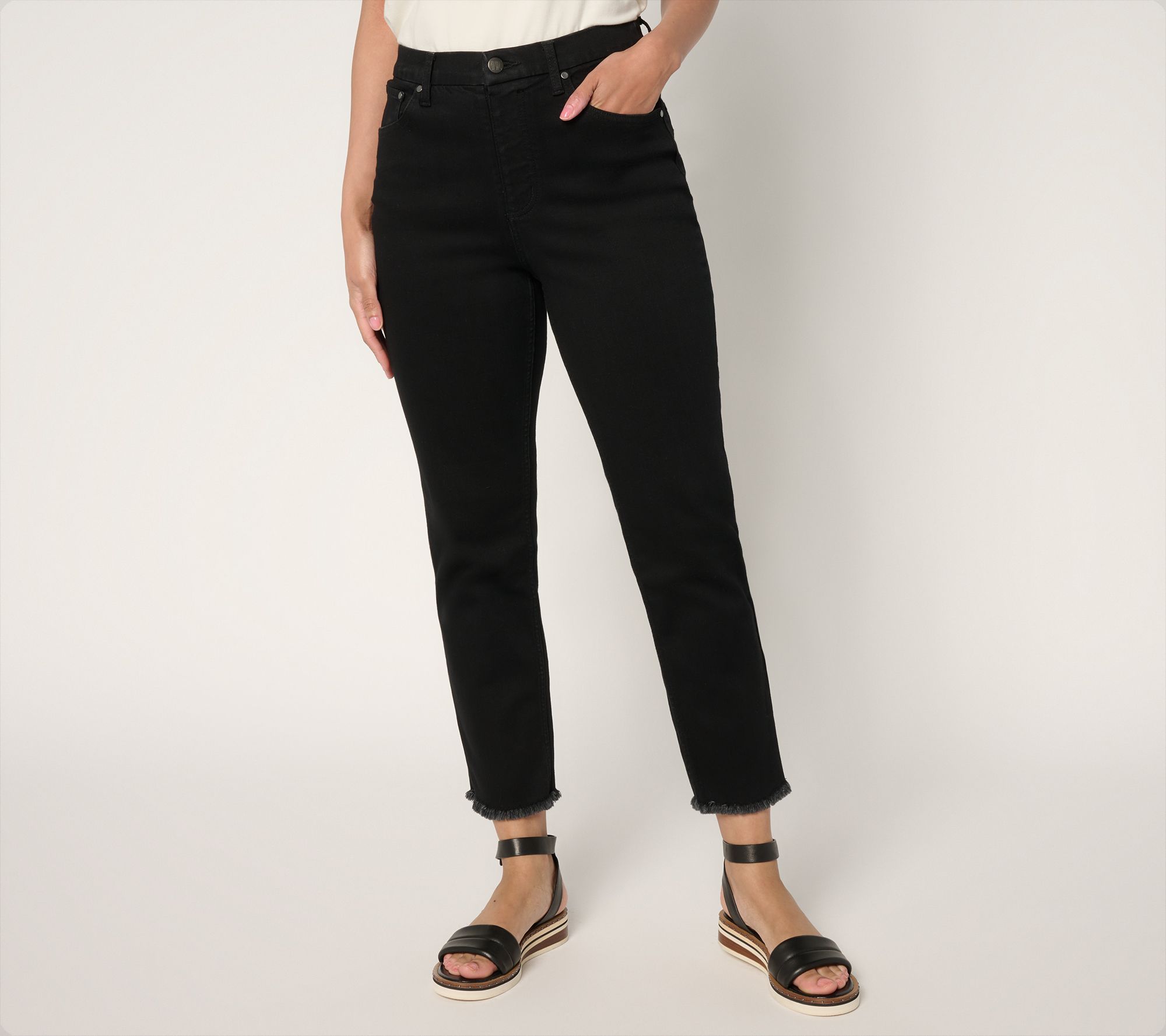 Women with Control Petite Black Contour Curves Slim Crop Pants