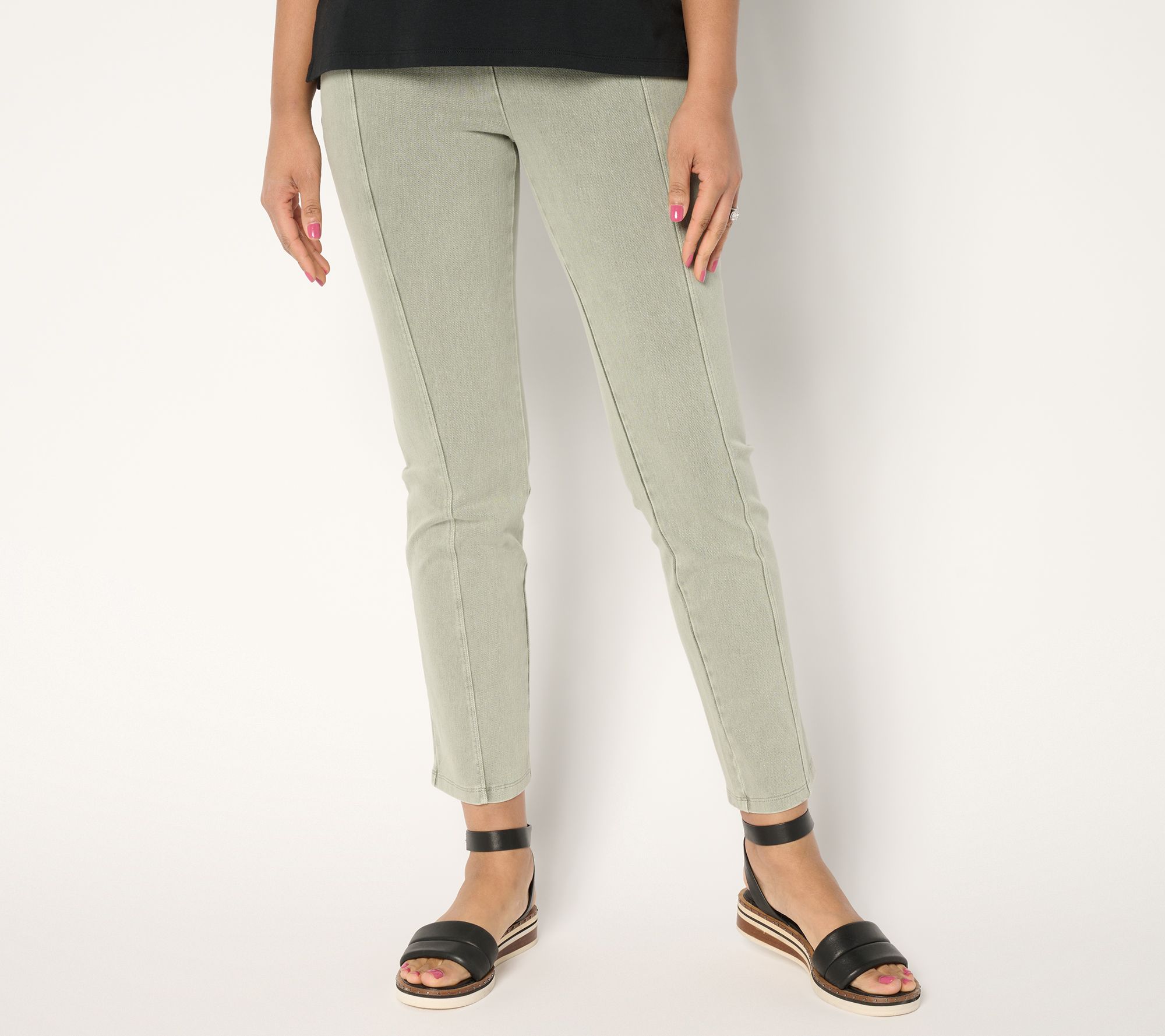 Women with Control Tummy Control Petite Straight Leg Denim Pants