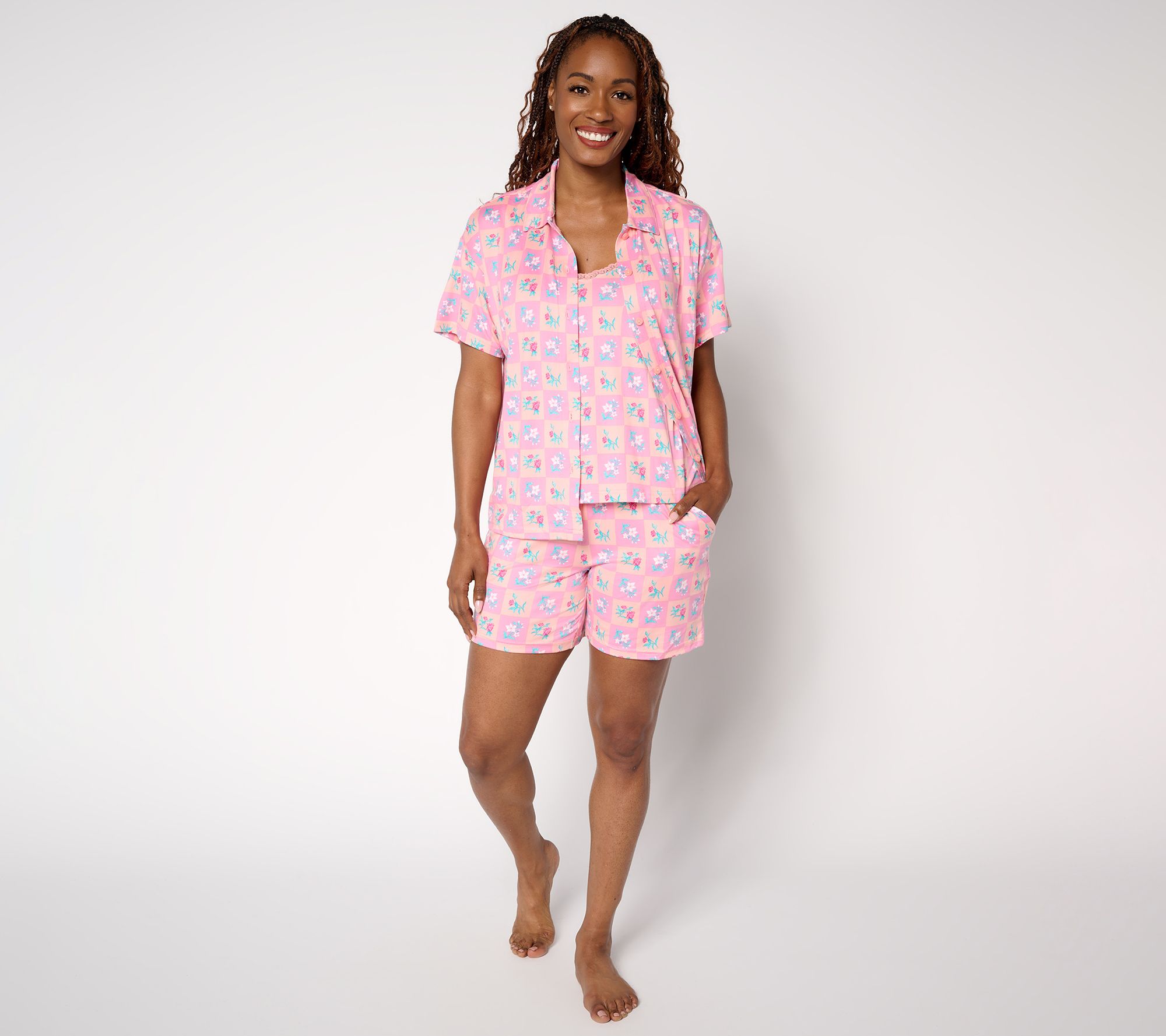 MUK LUKS Cloud Knit Three Piece Notch Collar Pajama Set