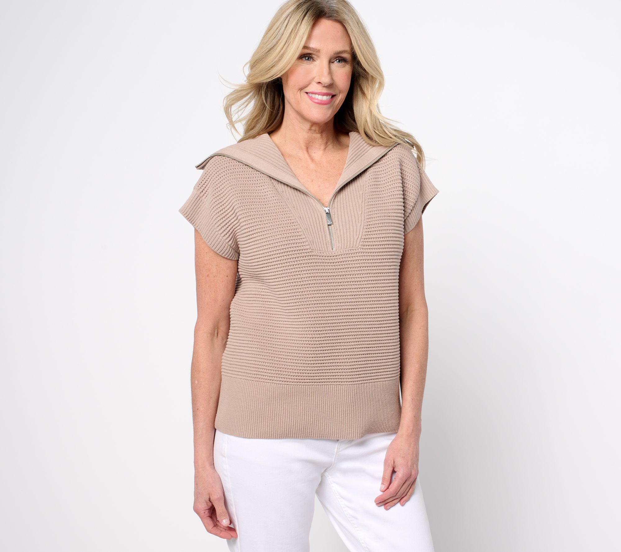 Martha Stewart Signature 100% Cotton Quarter Zip Sweater