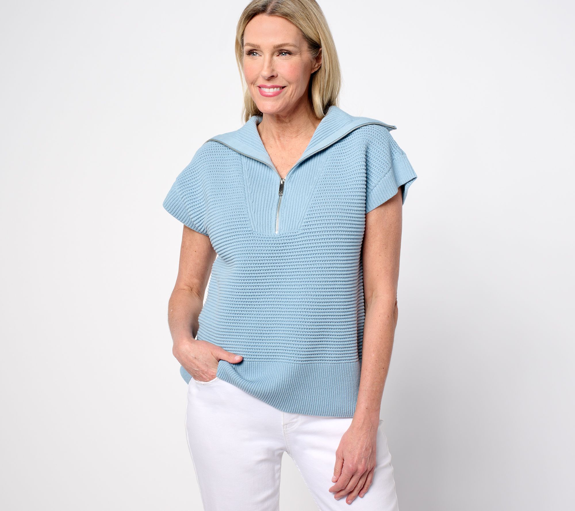 Martha Stewart Signature 100% Cotton Quarter Zip Sweater