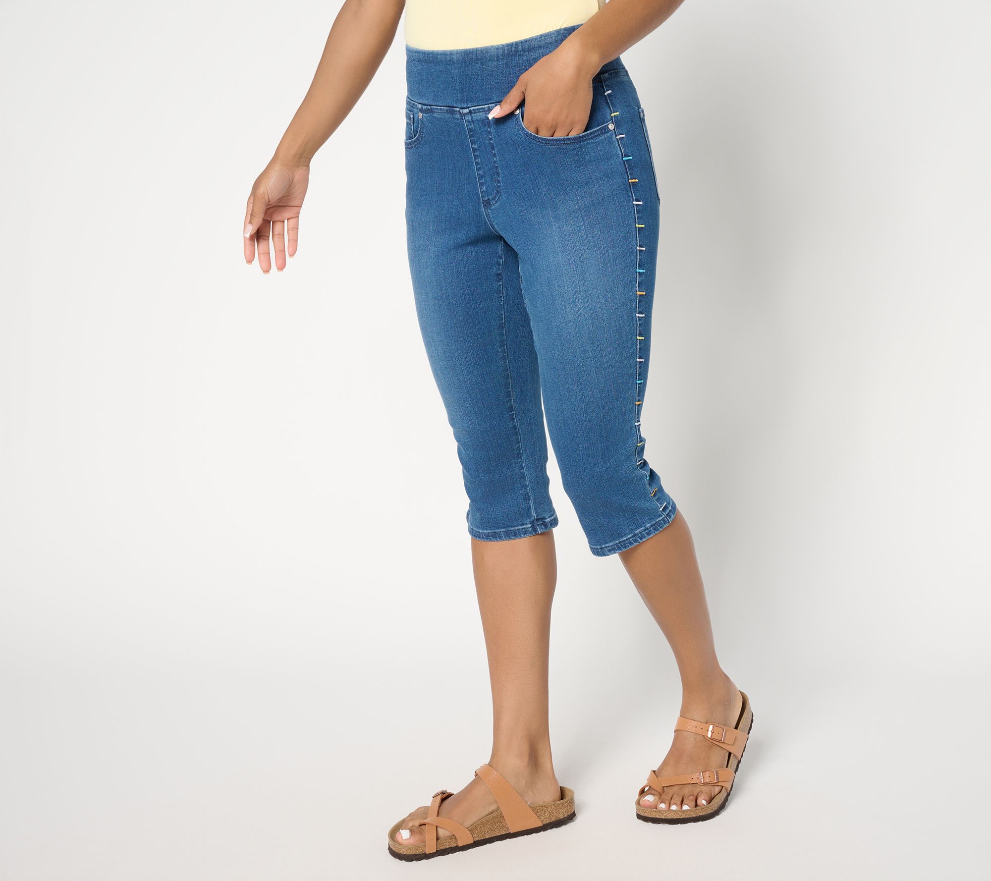Belle by Kim Gravel Regular TripleLuxe Denim Confetti Pedal Pusher