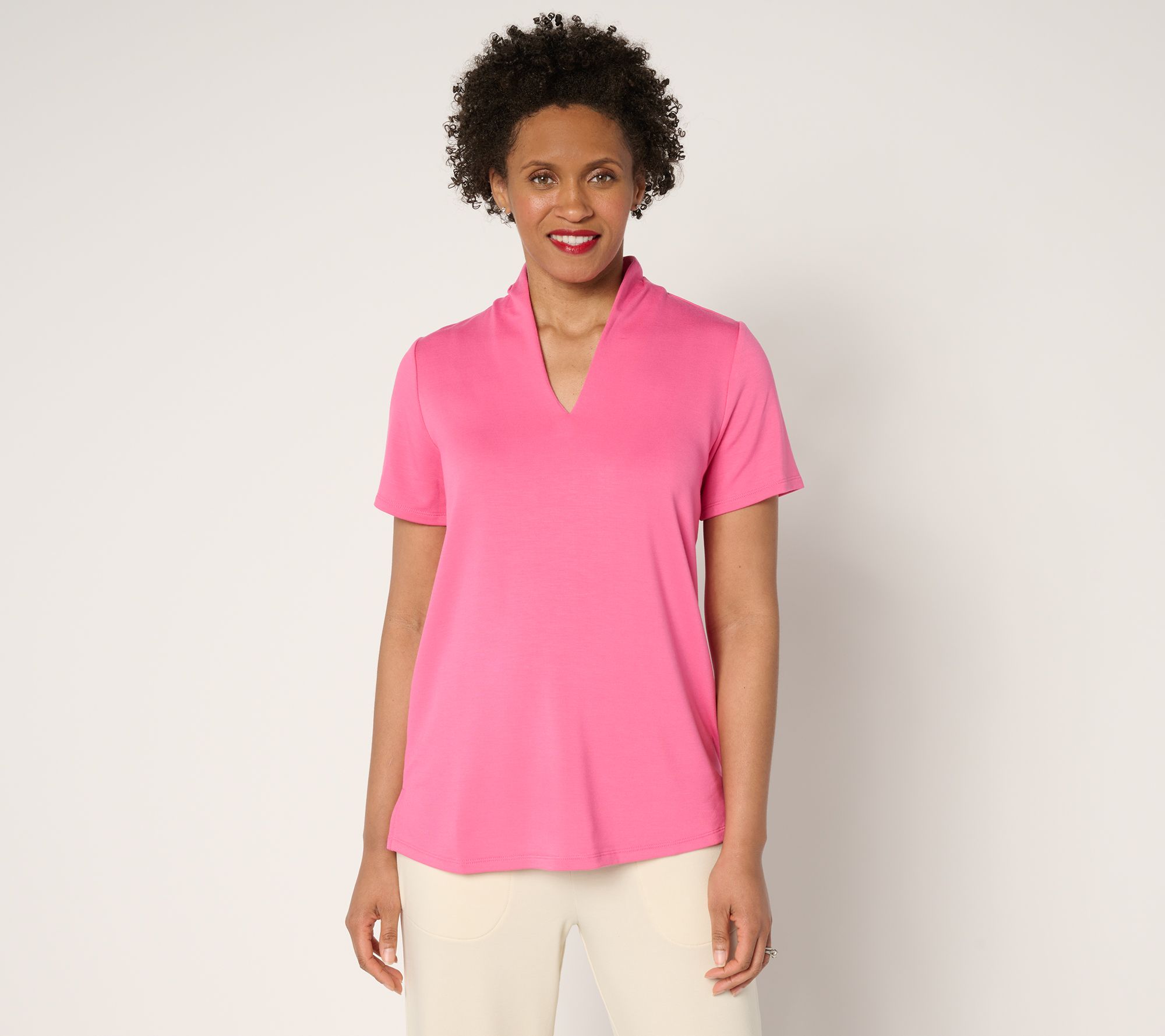 Brandis Dress Out Loud Acquitted Knit High V-Neck Short Slv Top