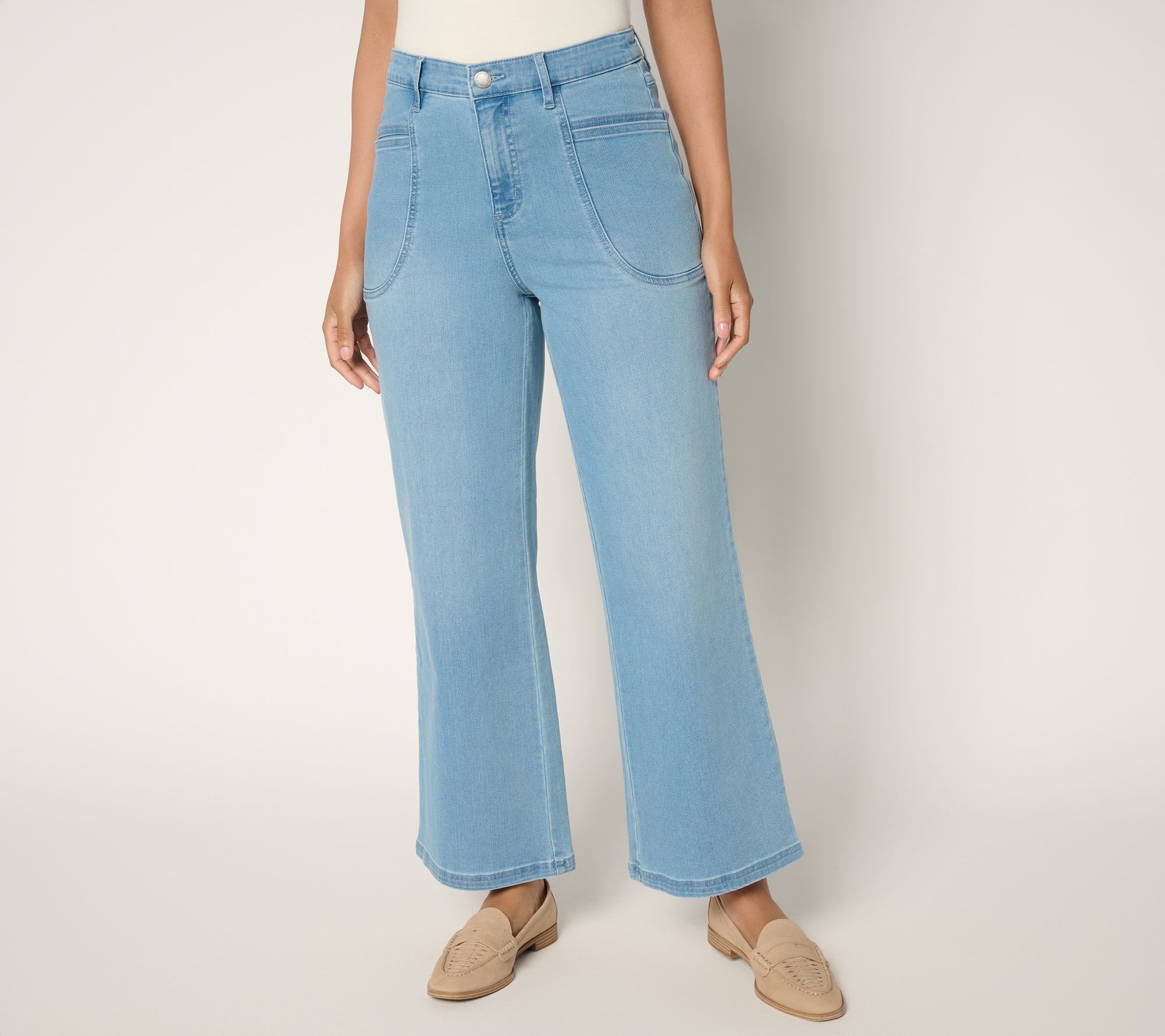 Joan Rivers Petite Wide-Leg Denim Ankle Jeans -Indigo