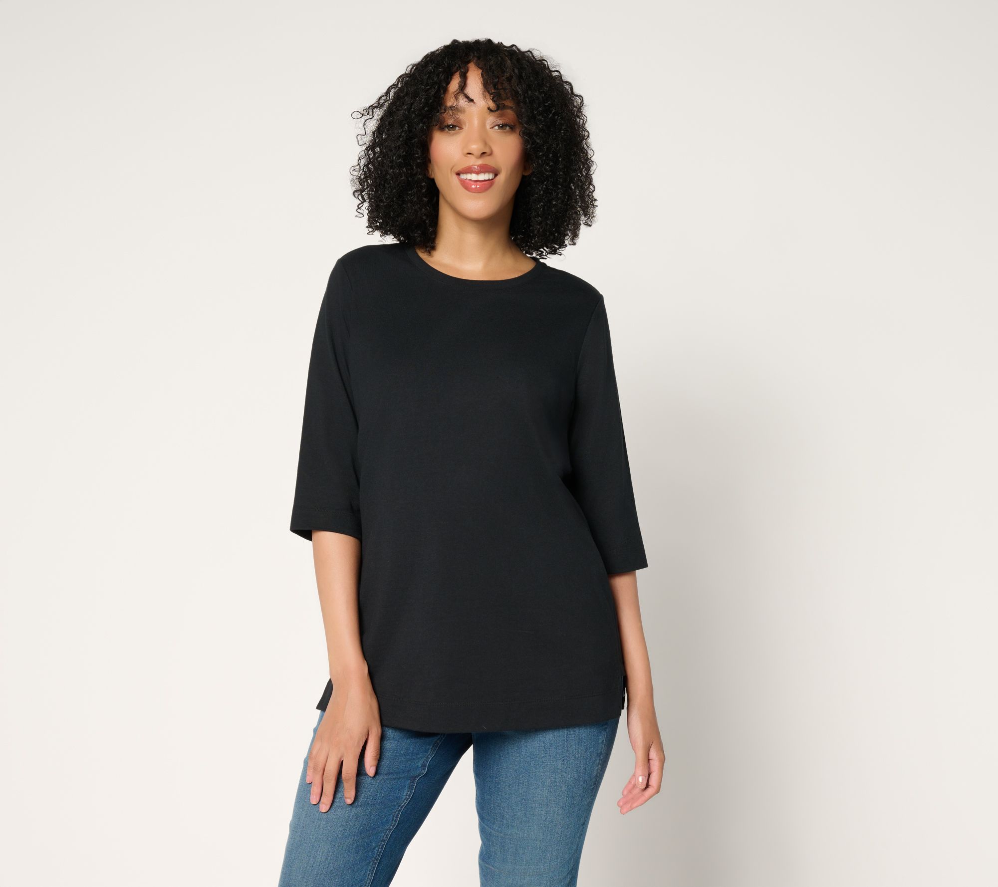 Denim & Co. Essentials Petite 100% Cotton Jersey Tunic