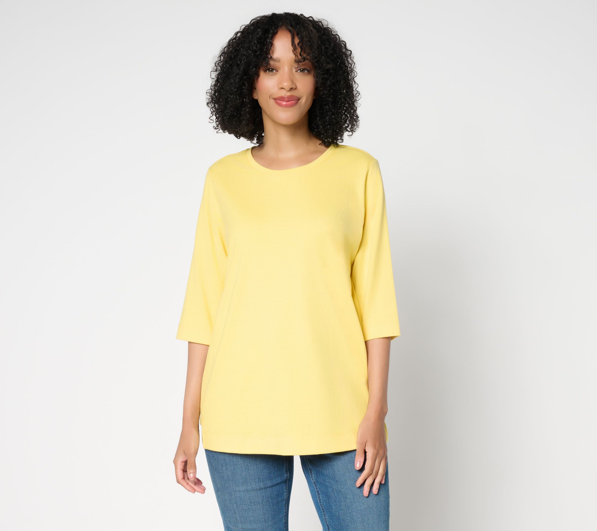 Denim & Co. Essentials Petite 100% Cotton Jersey Tunic