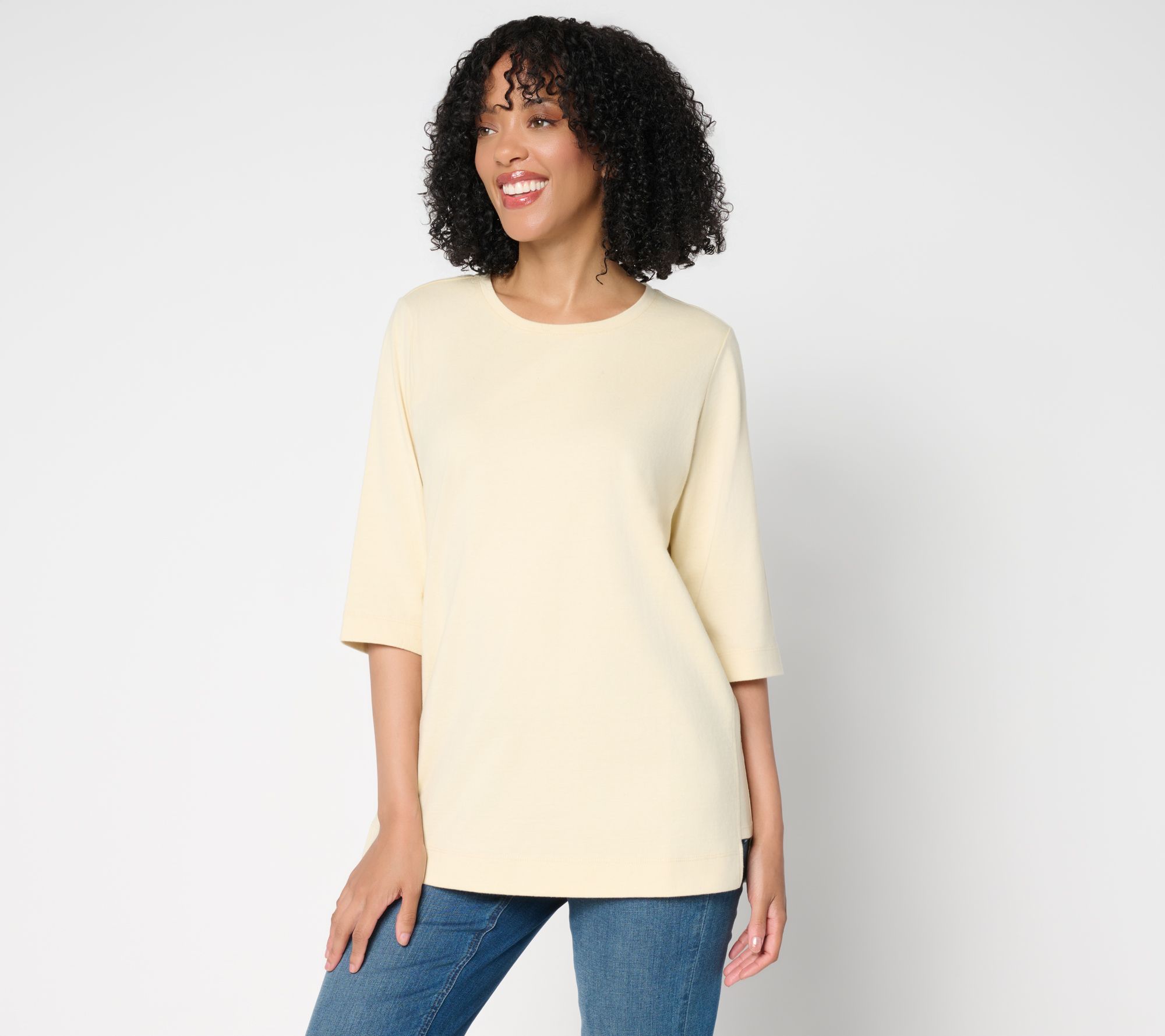 Denim & Co. Essentials Petite 100% Cotton Jersey Tunic