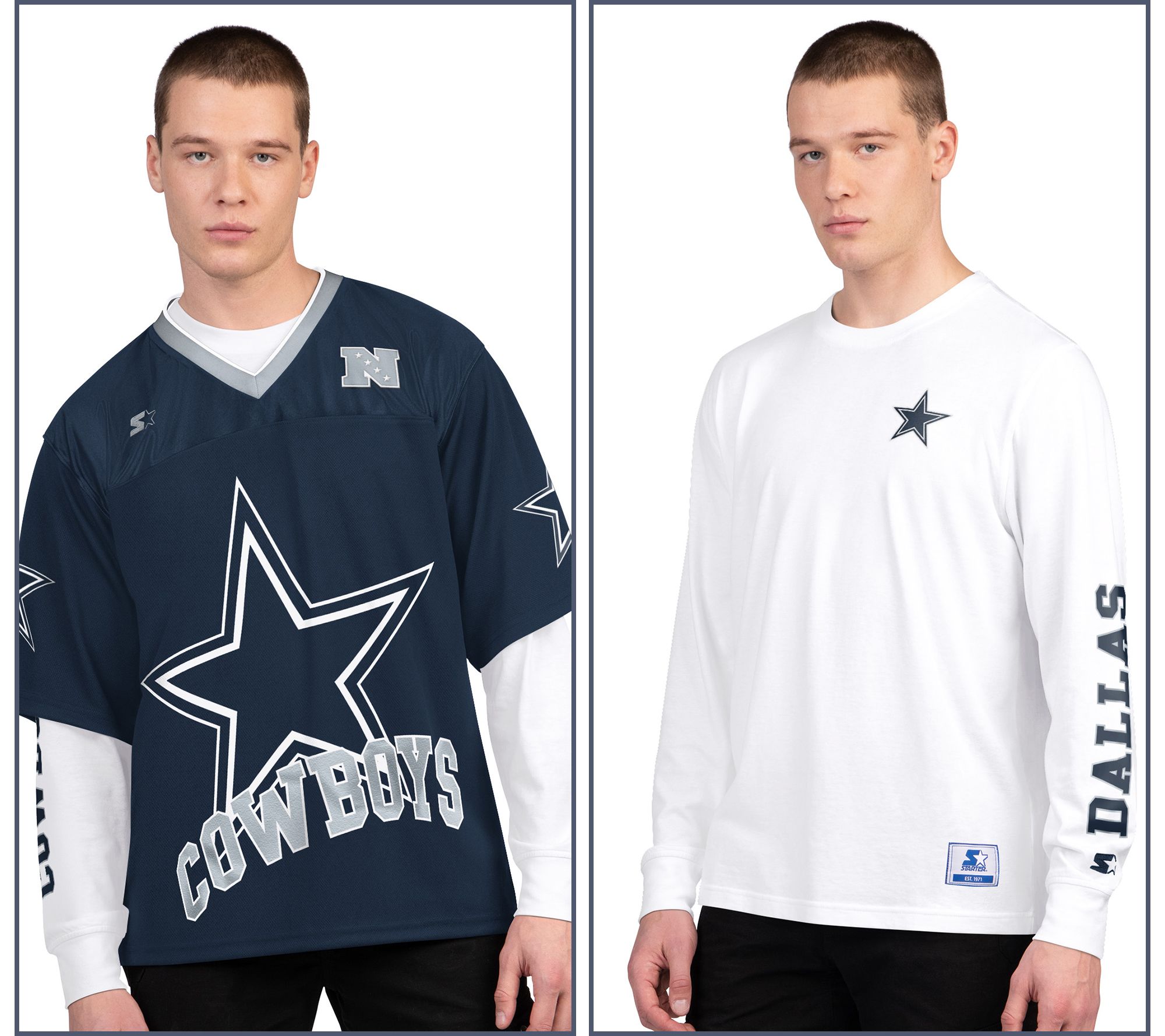 NFL Officially Licensed Dallas Starter Jersey Top & Long Sleeve T-Shirt