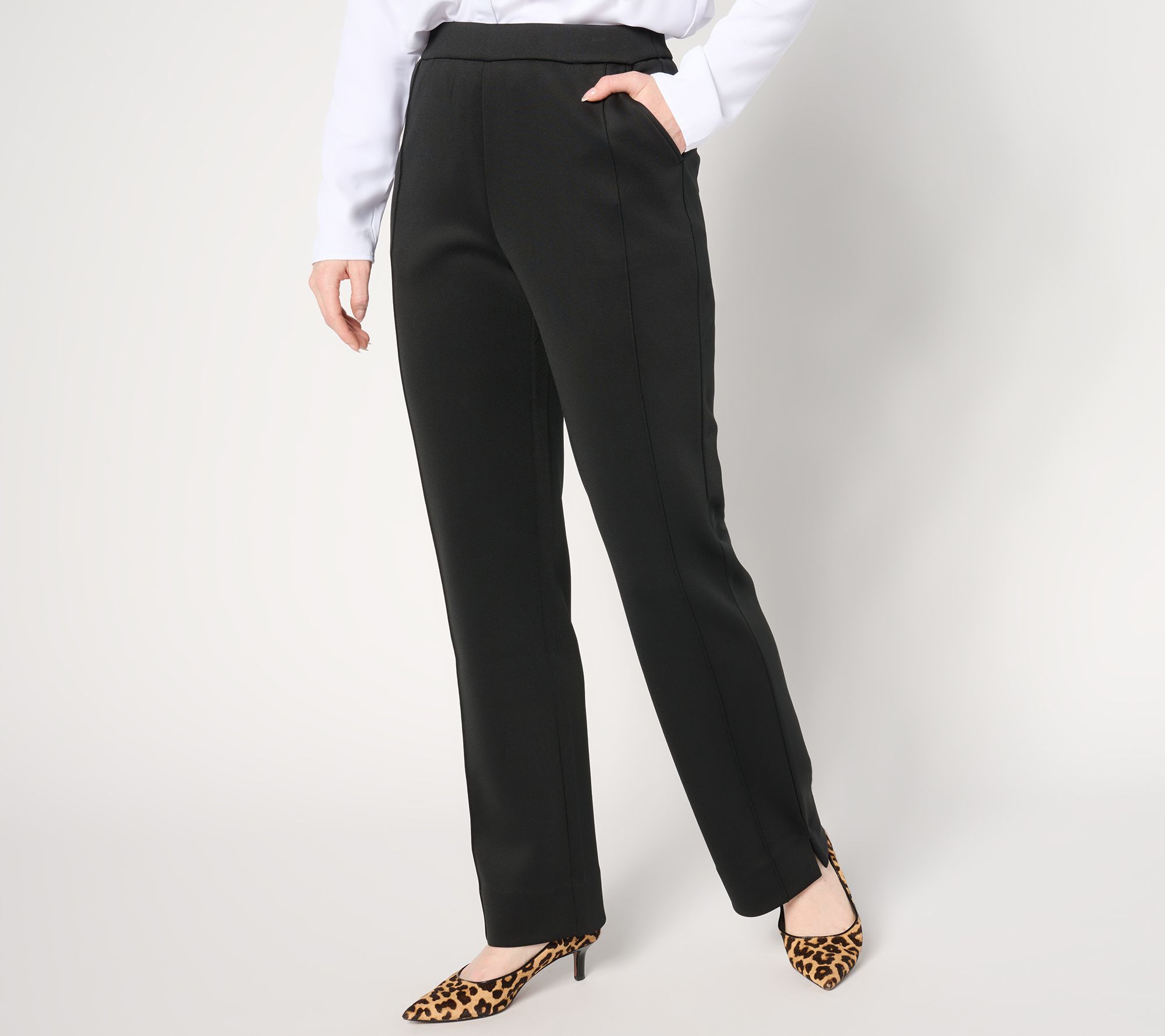 "As Is" Isaac Mizrahi Live! Regular Scuba Straight Leg Pants