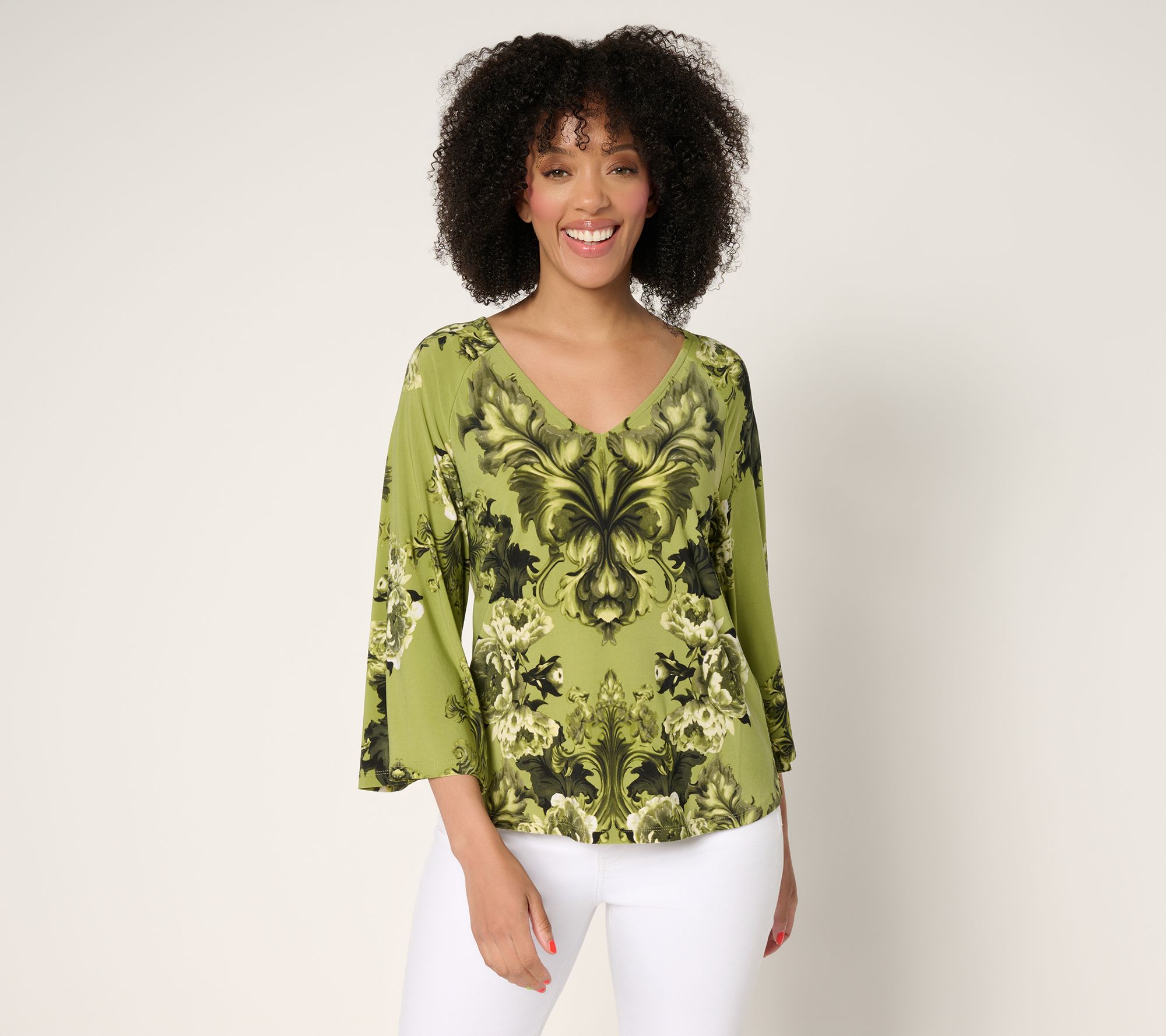 Attitudes by Renee Como Jersey Printed Blouse