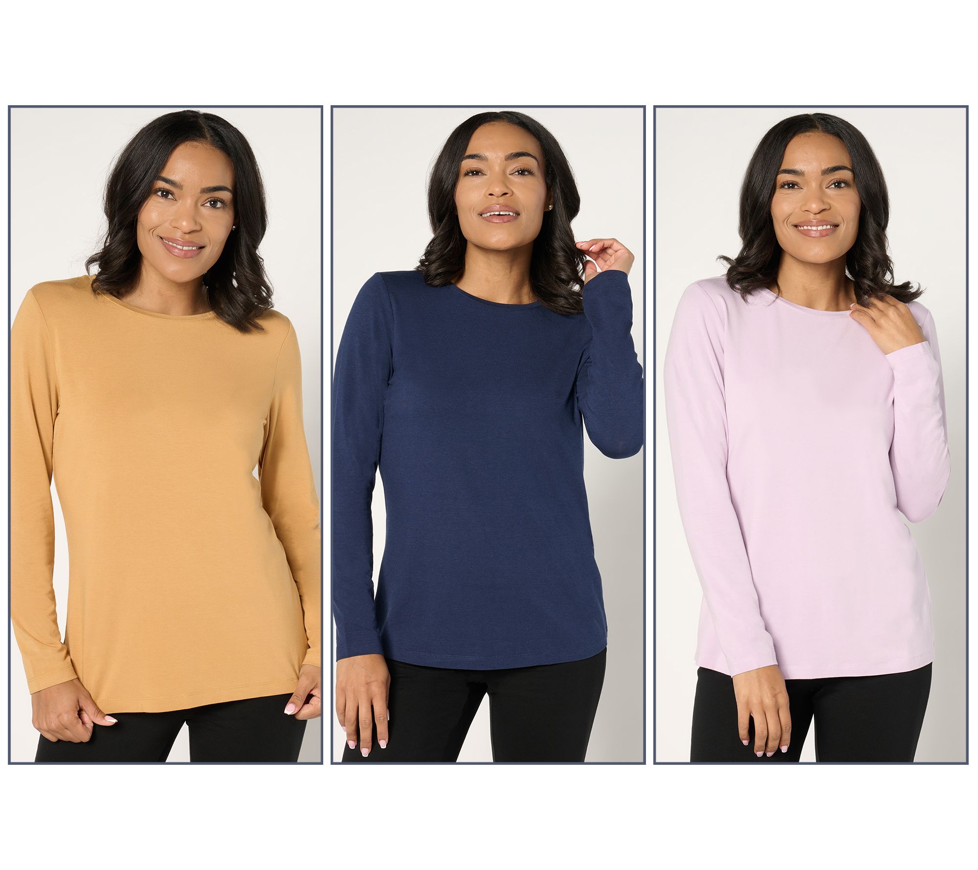 "As Is" Denim & Co. Essentials So Soft Jersey 3-Pack Crew Neck Tops