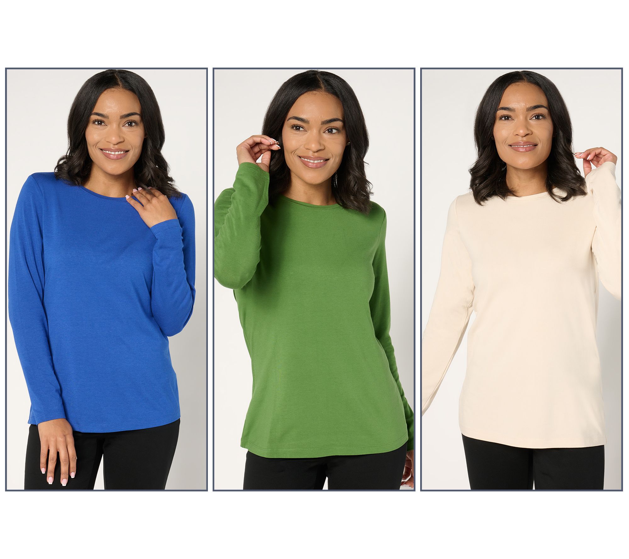 "As Is" Denim & Co. Essentials So Soft Jersey 3-Pack Crew Neck Tops
