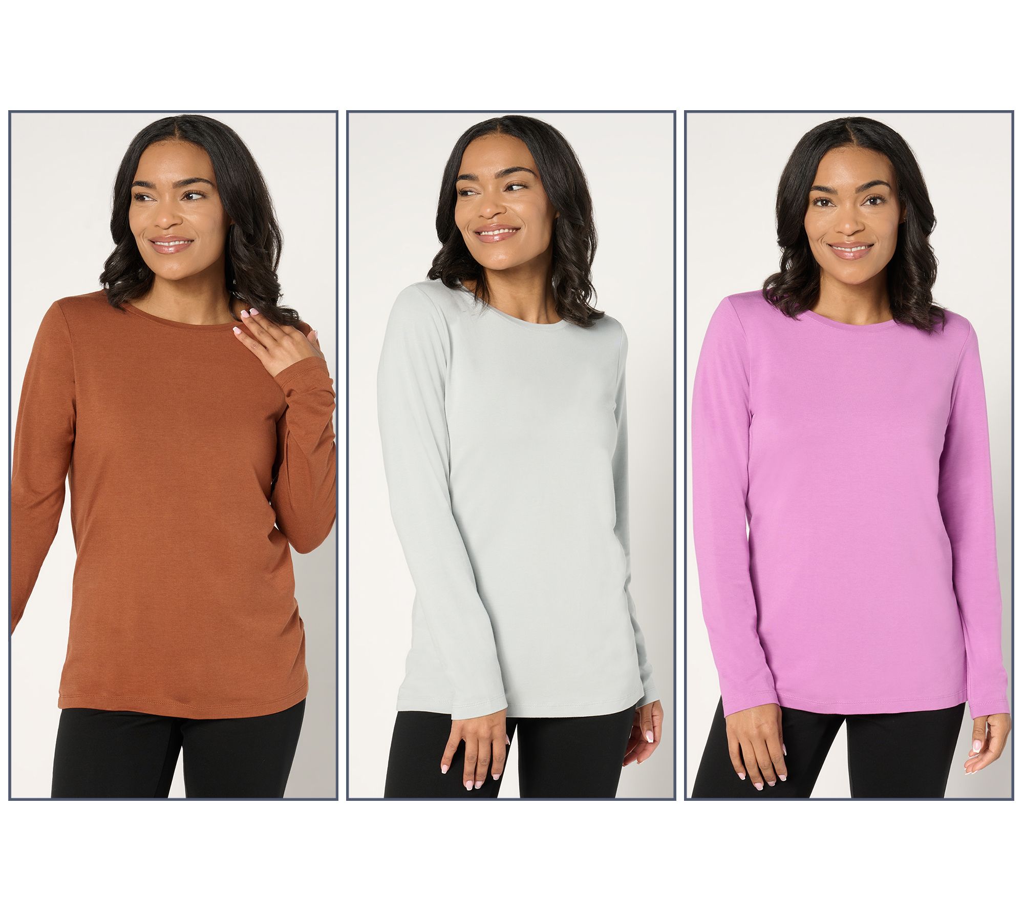 "As Is" Denim & Co. Essentials So Soft Jersey 3-Pack Crew Neck Tops