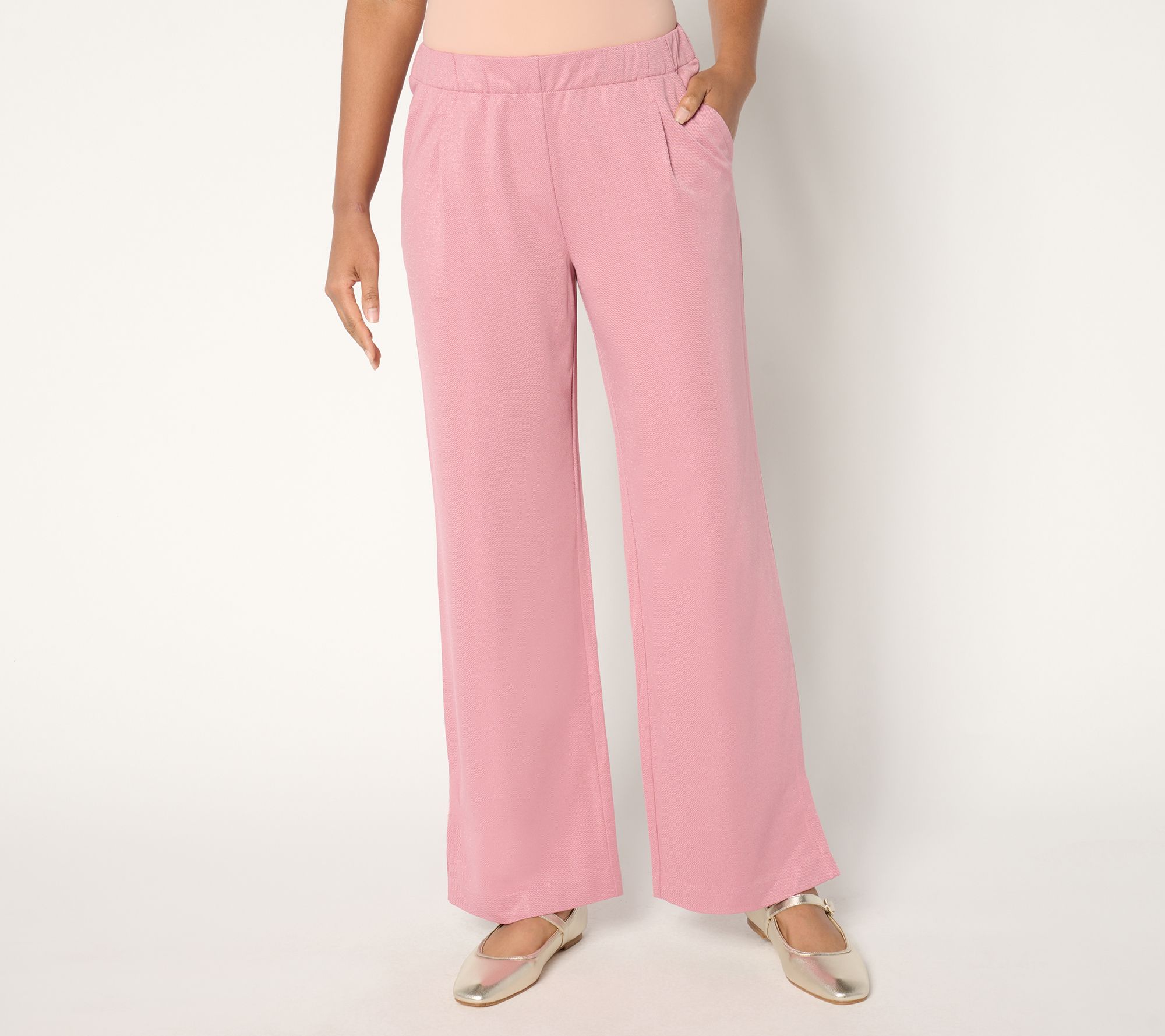 "As Is" Isaac Mizrahi Live! Petite Apres Knit Twill Straight Pants