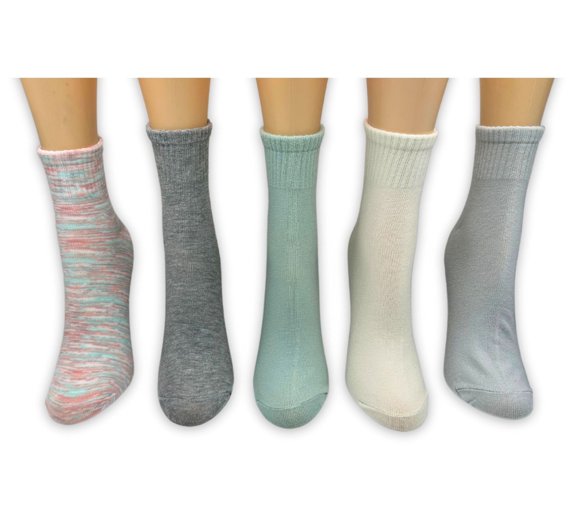 Brookstone Ladies' Set of 5 Ribbed Crew Ankle Socks