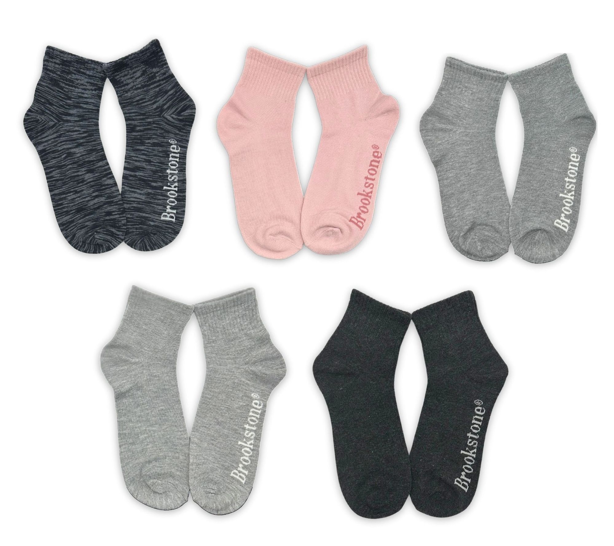 Brookstone Ladies' Set of 5 Ribbed Crew Ankle Socks