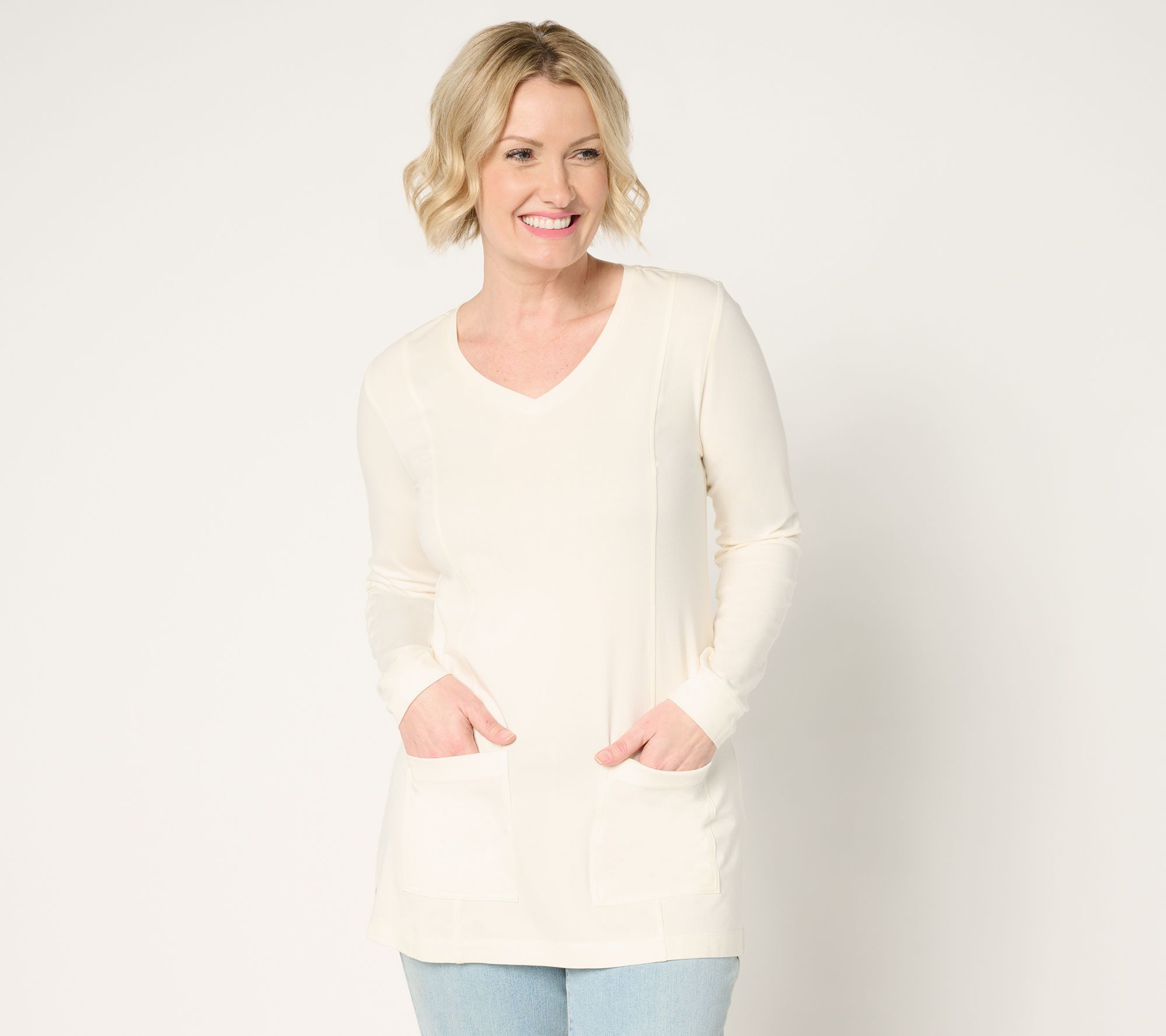 "As Is" Denim & Co. Essentials Petite So Soft Jersey Tunic