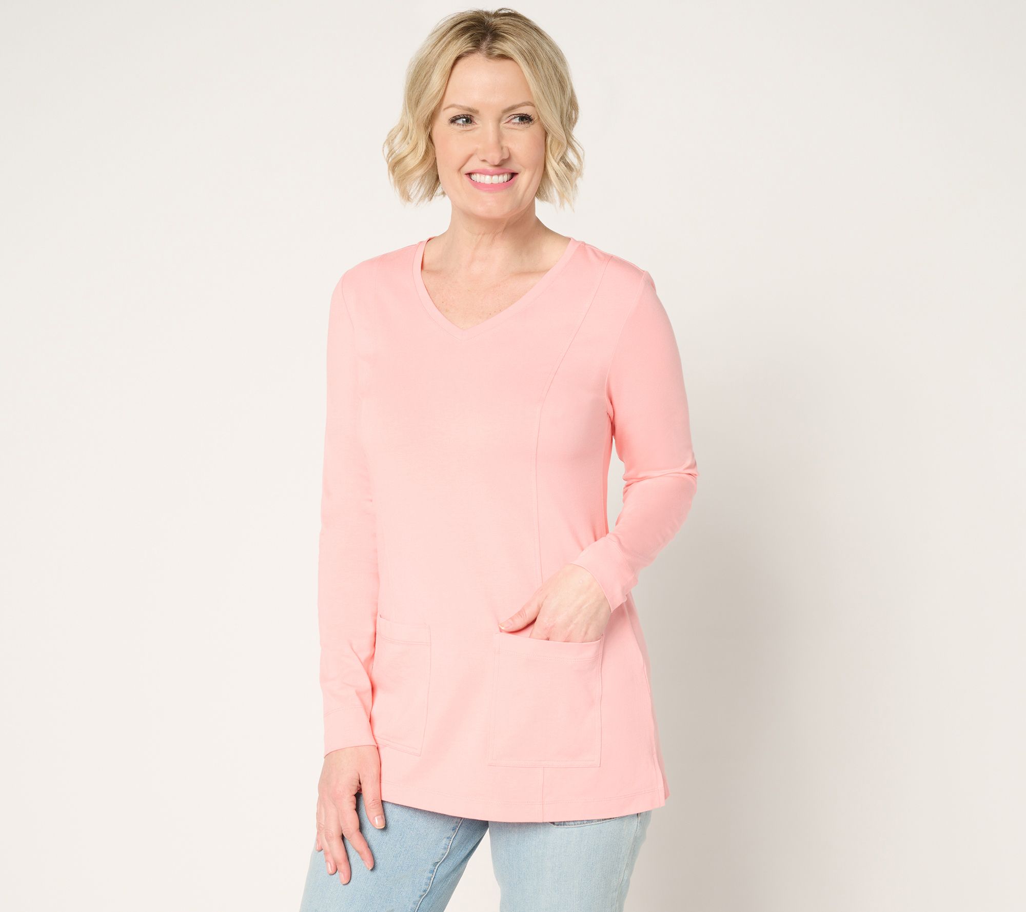 "As Is" Denim & Co. Essentials Petite So Soft Jersey Tunic